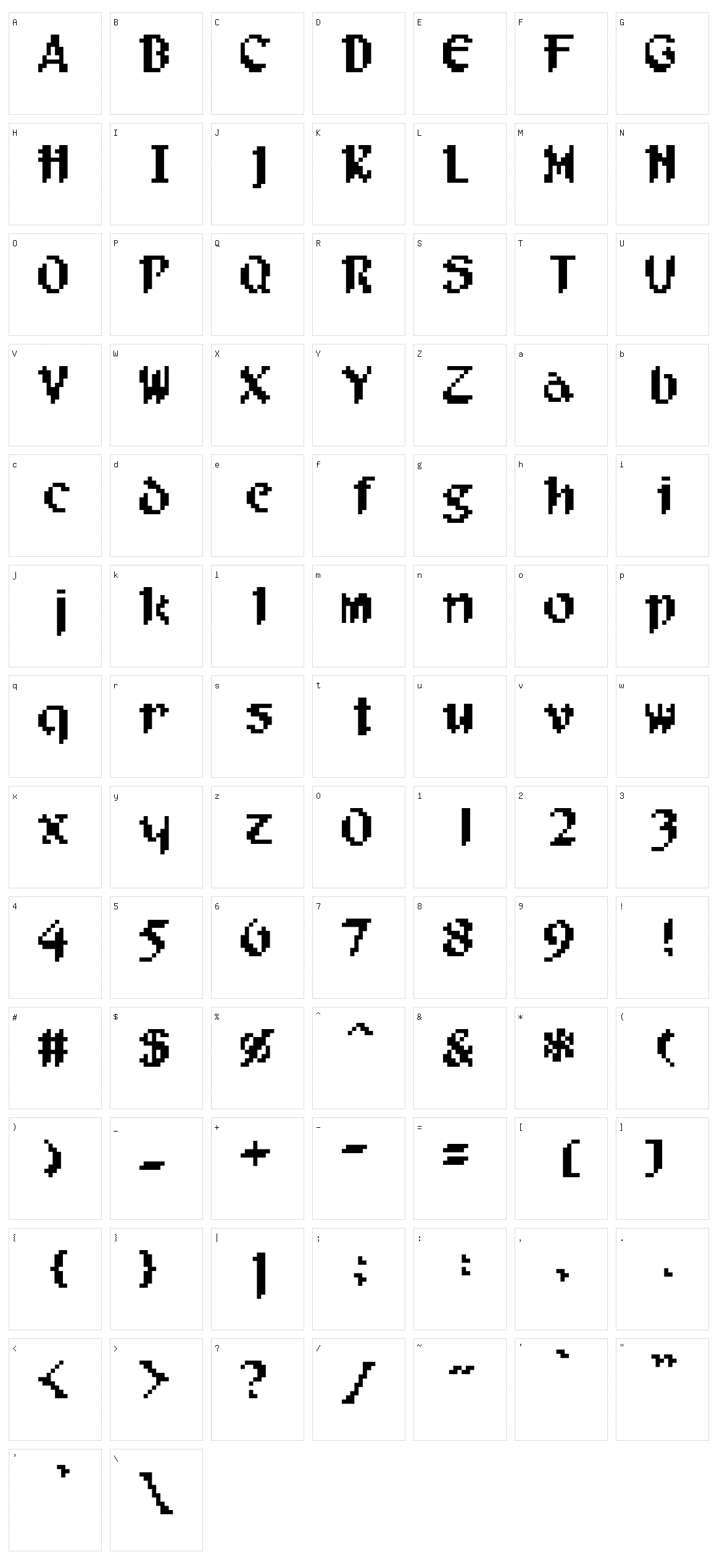 Filgaia Character Set