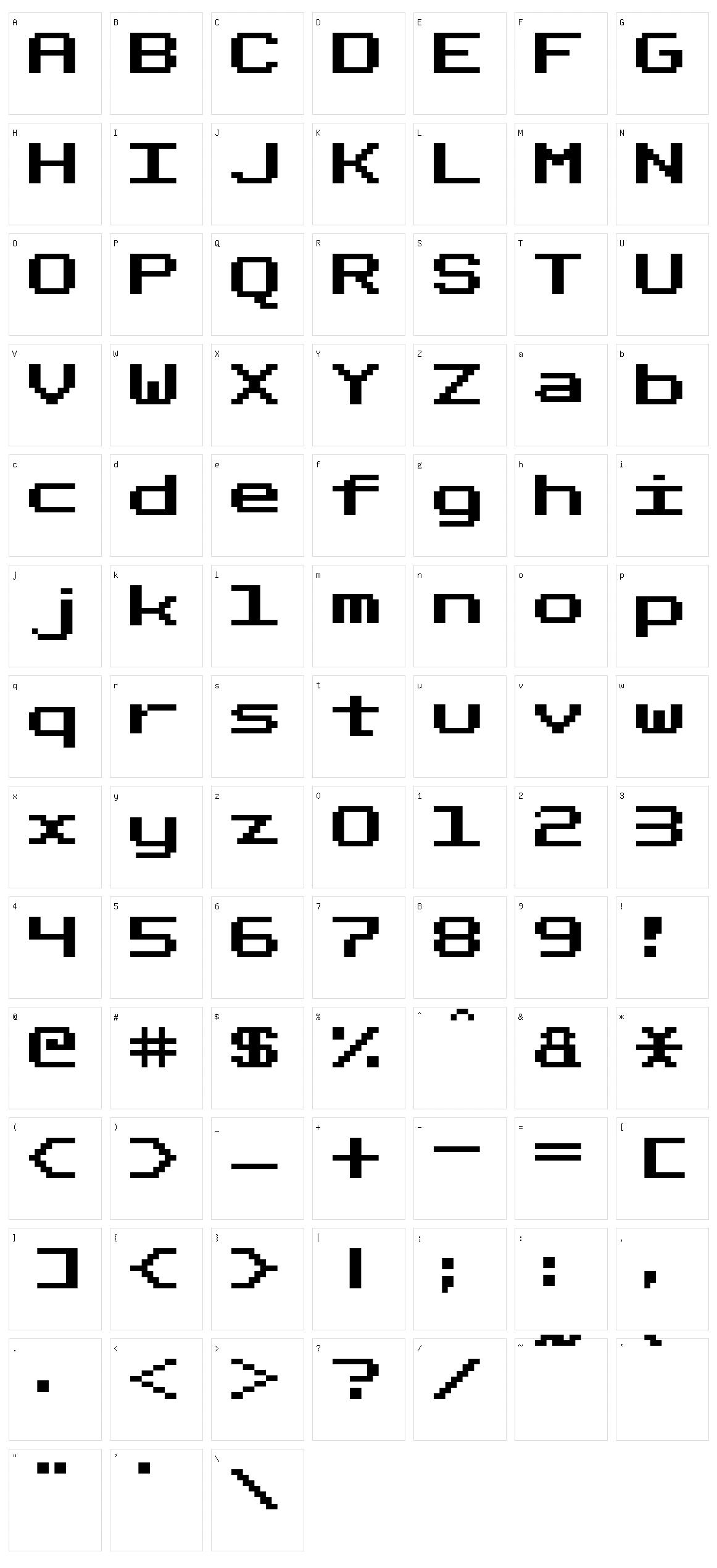 Fixed_bold Character Set
