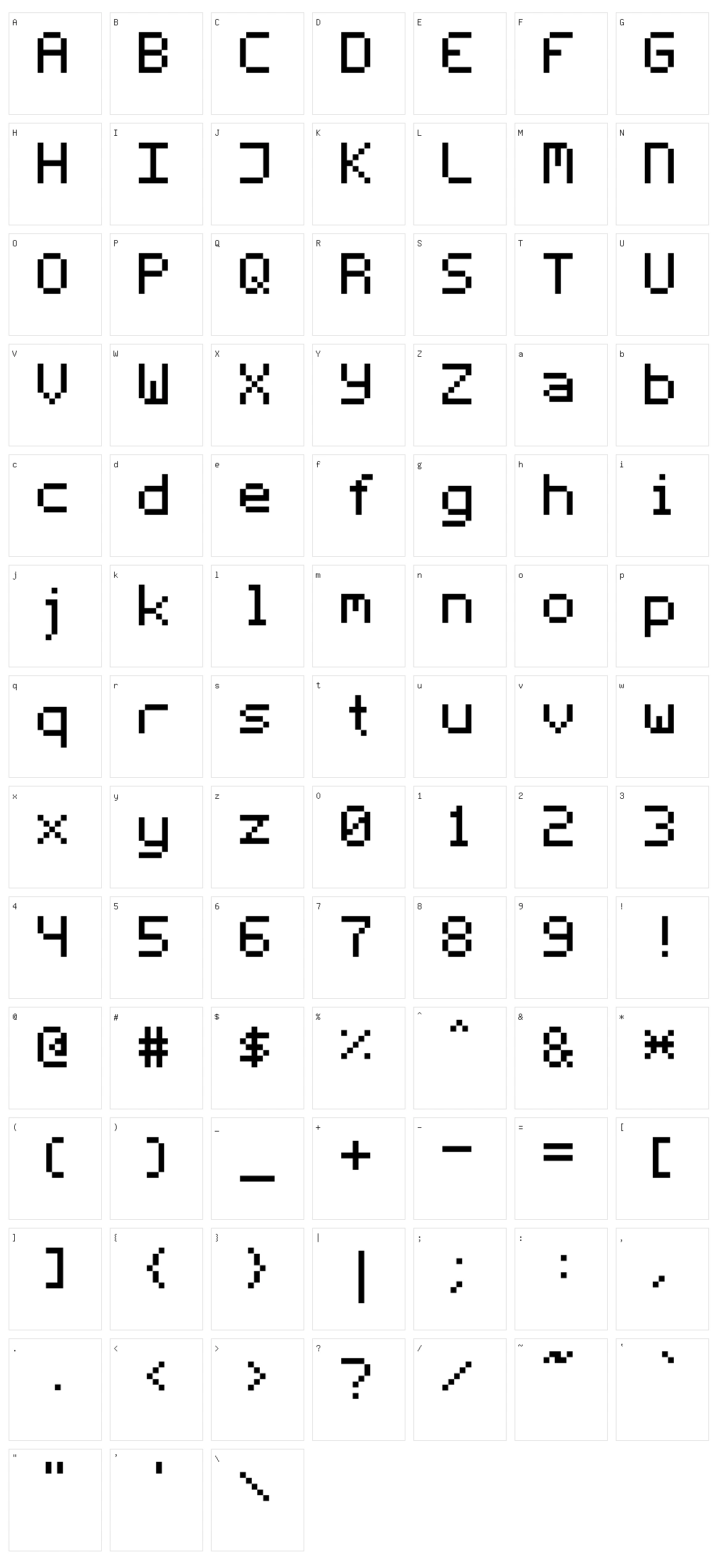 Fleftex Mono Character Set