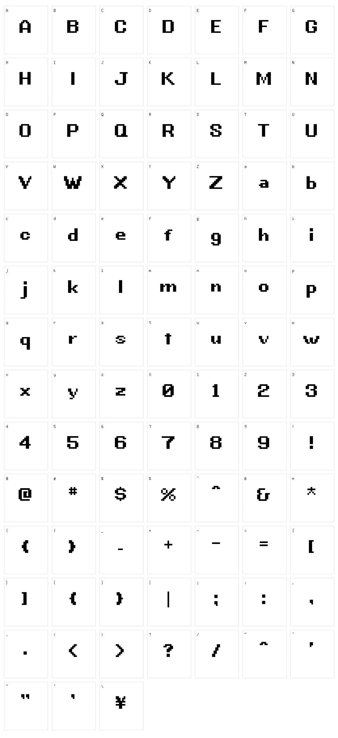 G.B.Boot Character Set