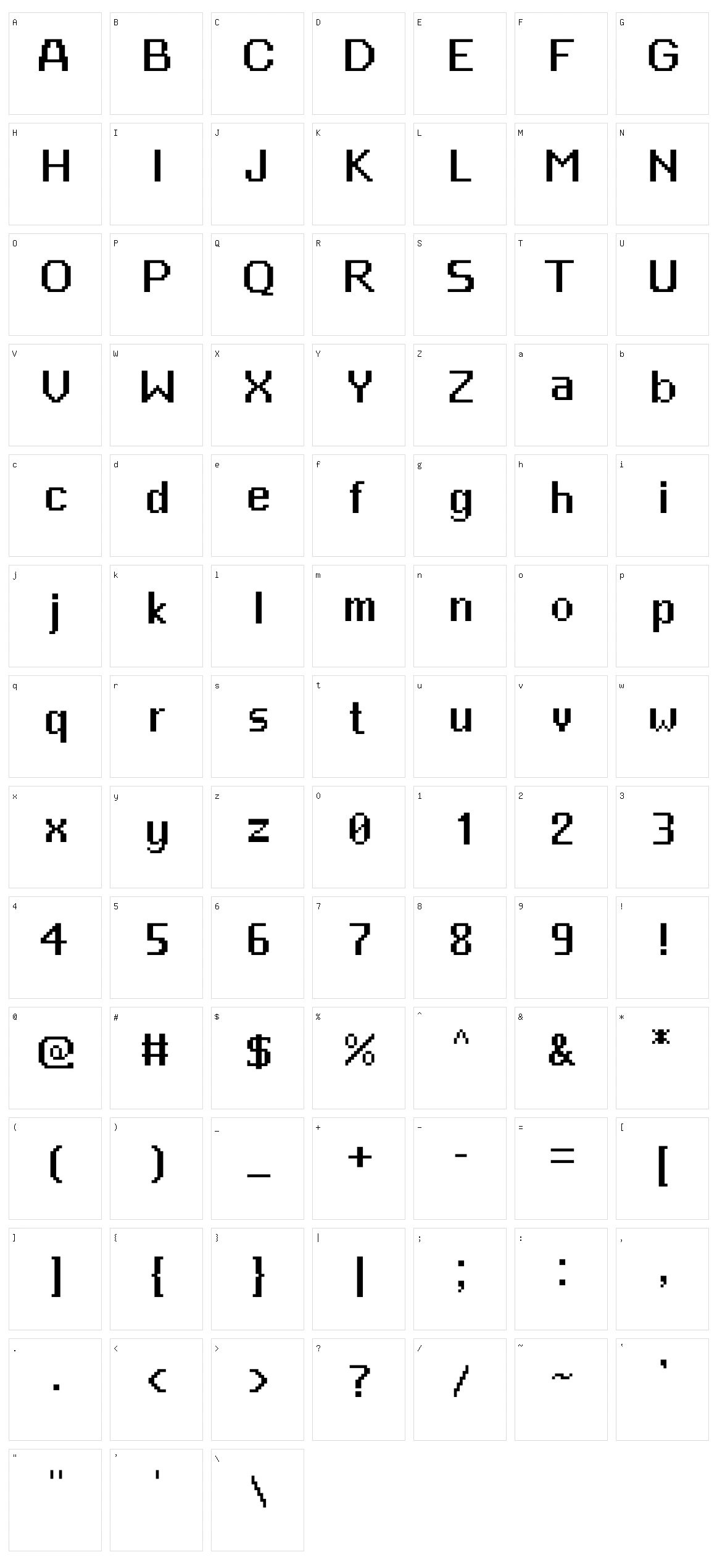 Gixel Character Set