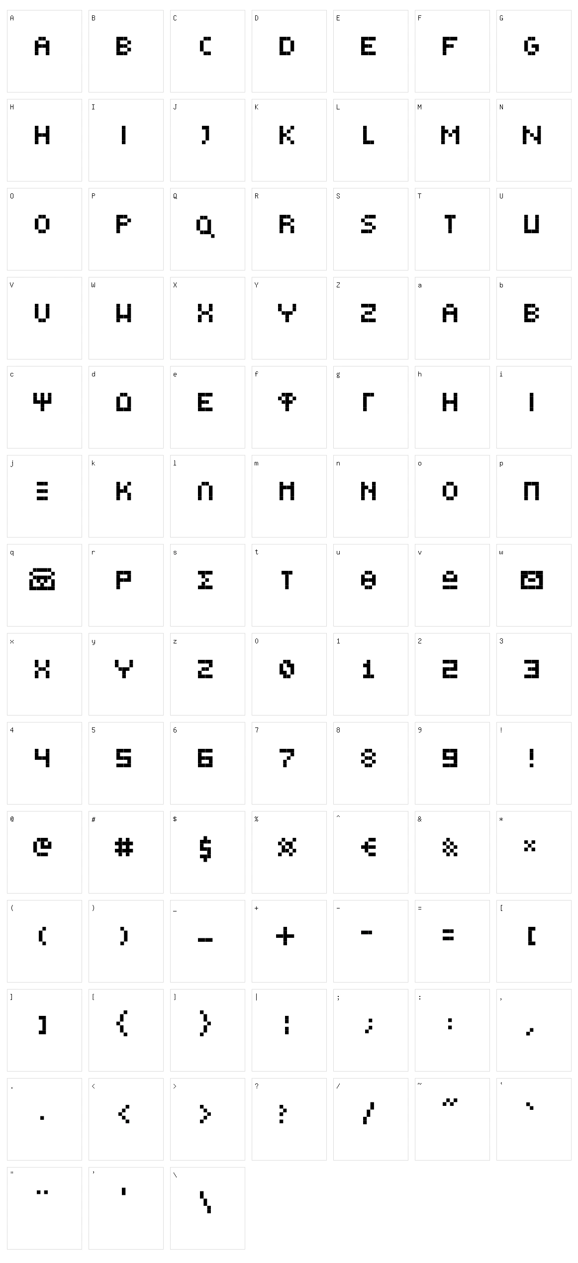 Greek Bear Tiny E Character Set