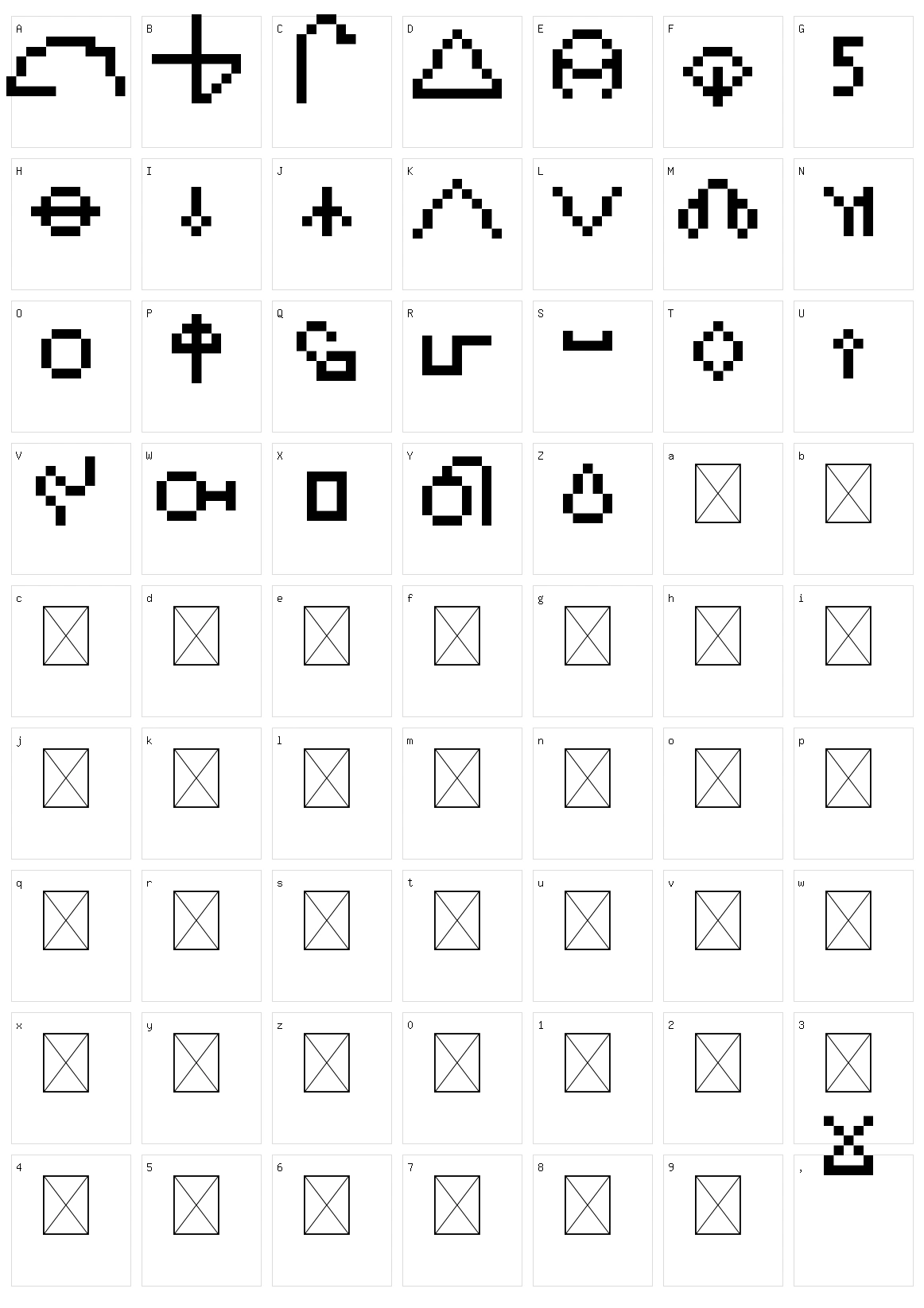 Greenbeanish Character Set