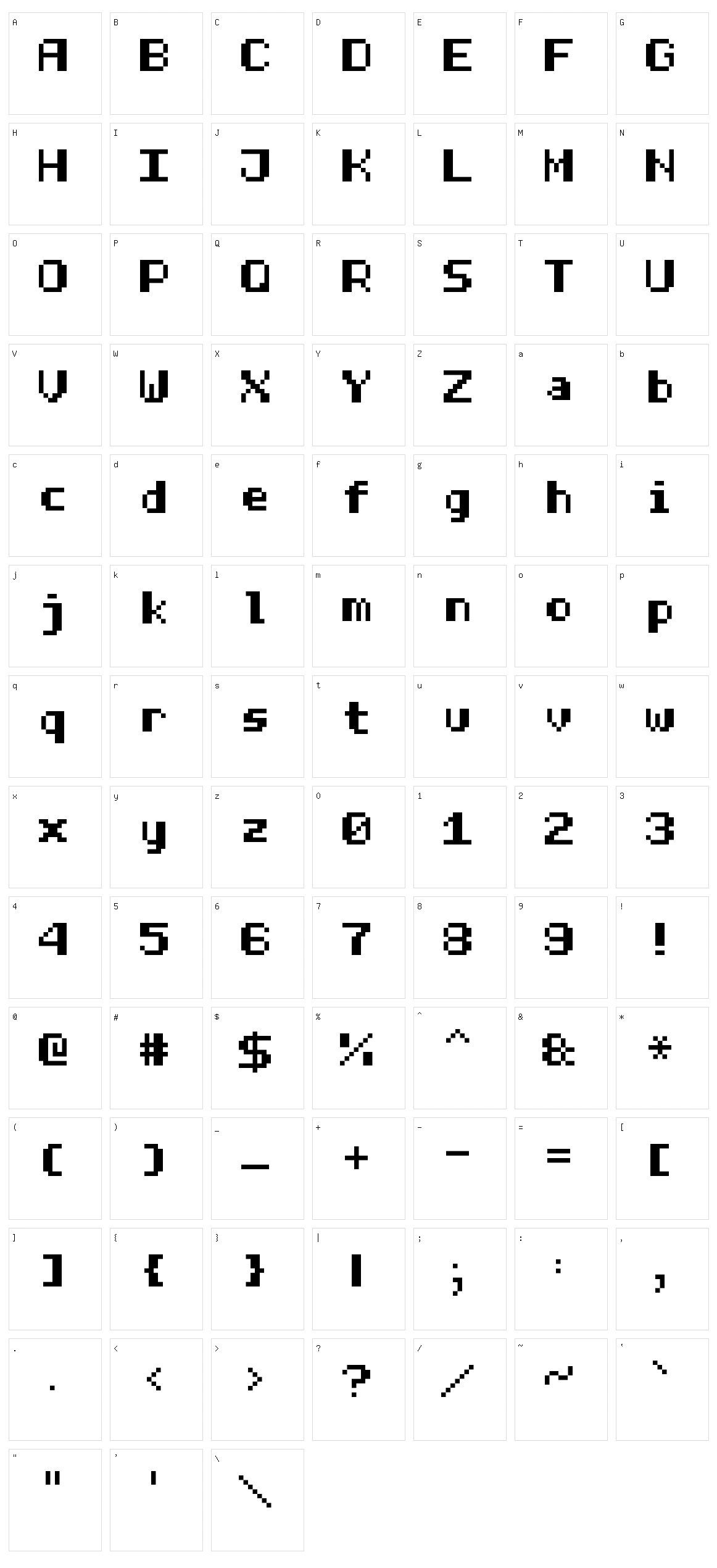 Half Bold Pixel-7 Character Set