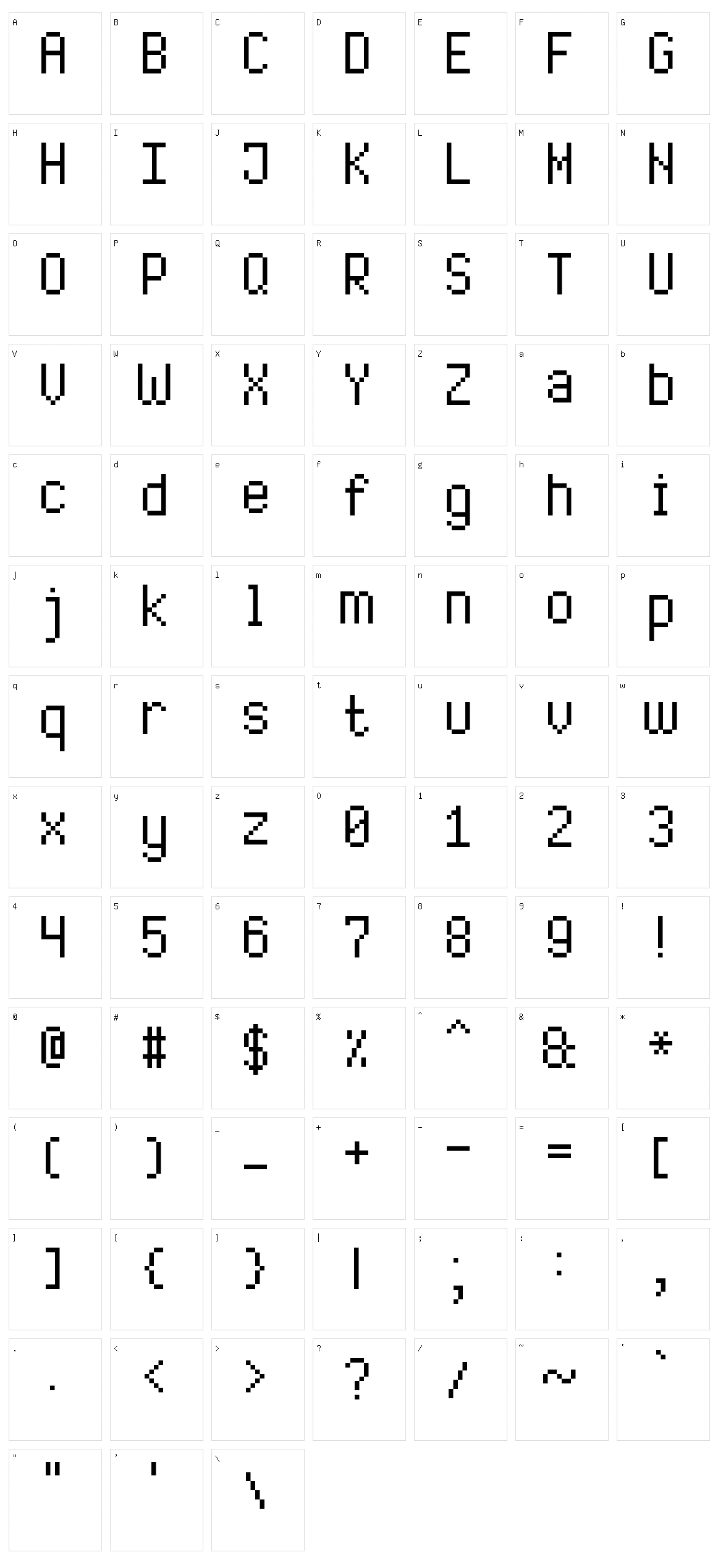 High Pixel-7 Character Set