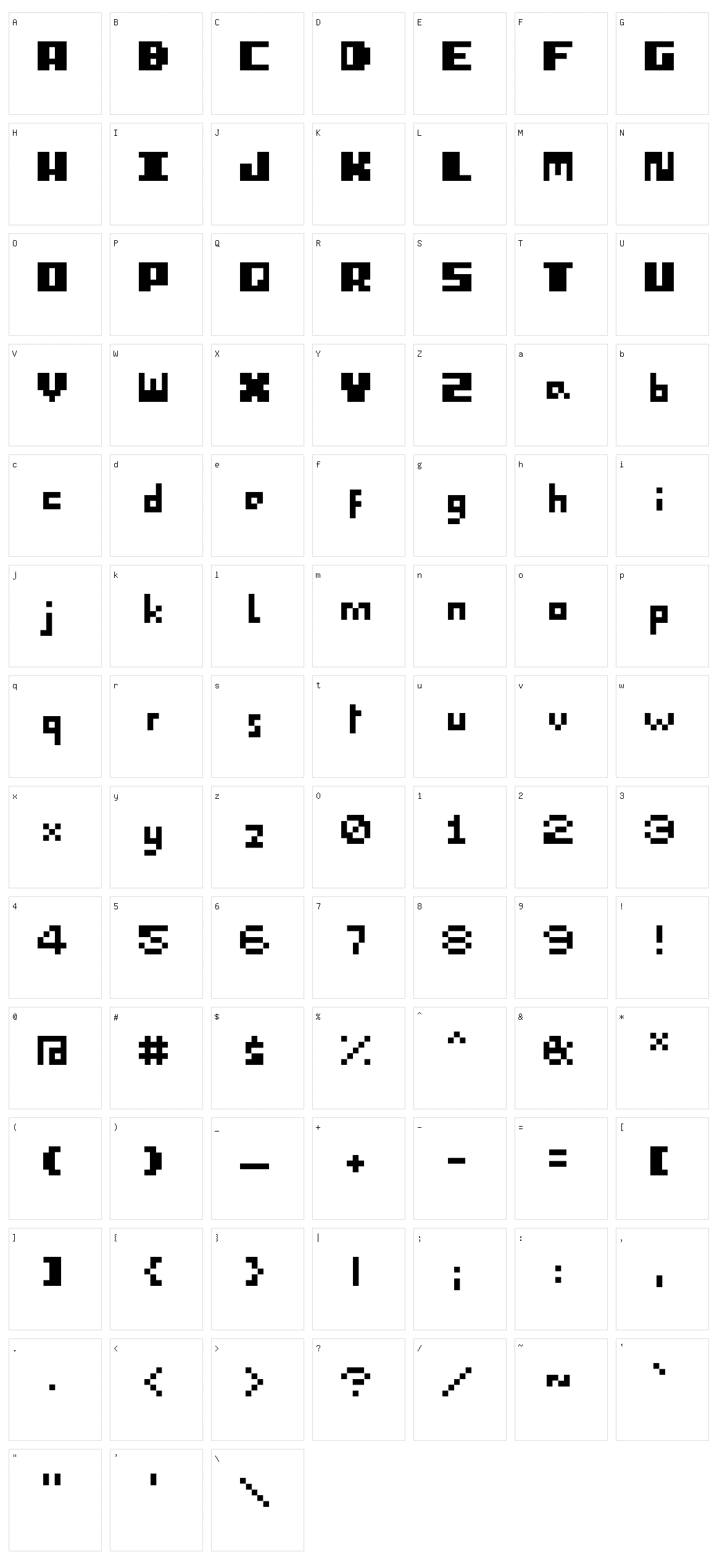 I pixel u Character Set
