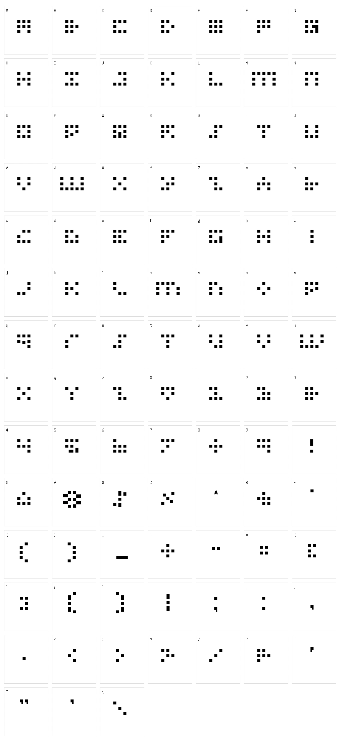 Iconian Bitmap Character Set