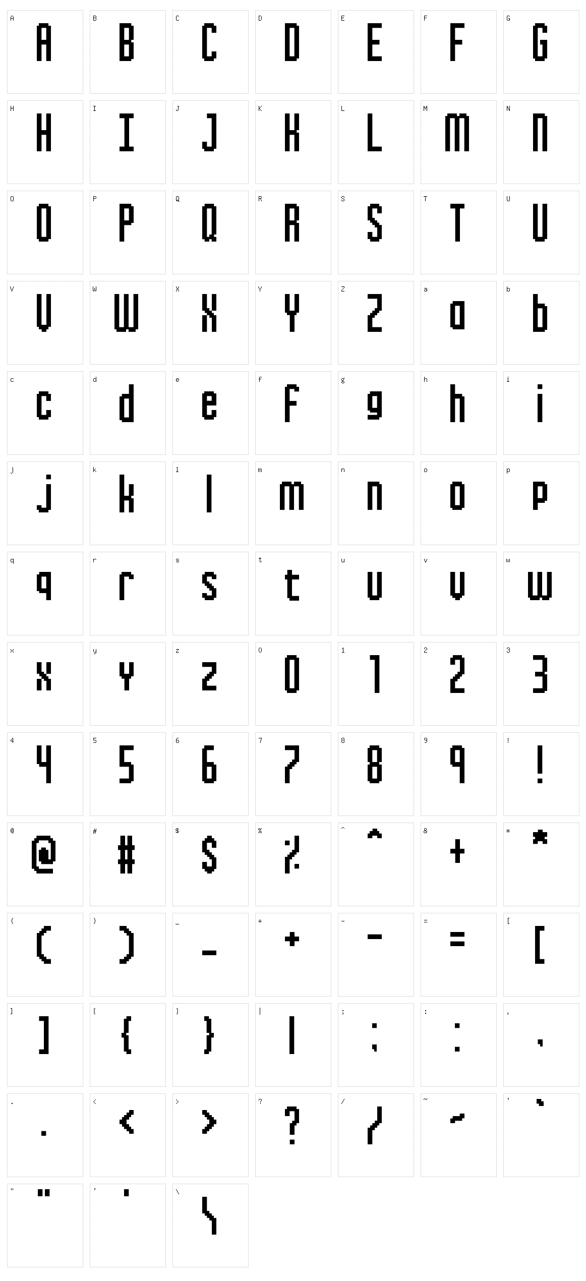 Inky Thin Pixels Character Set