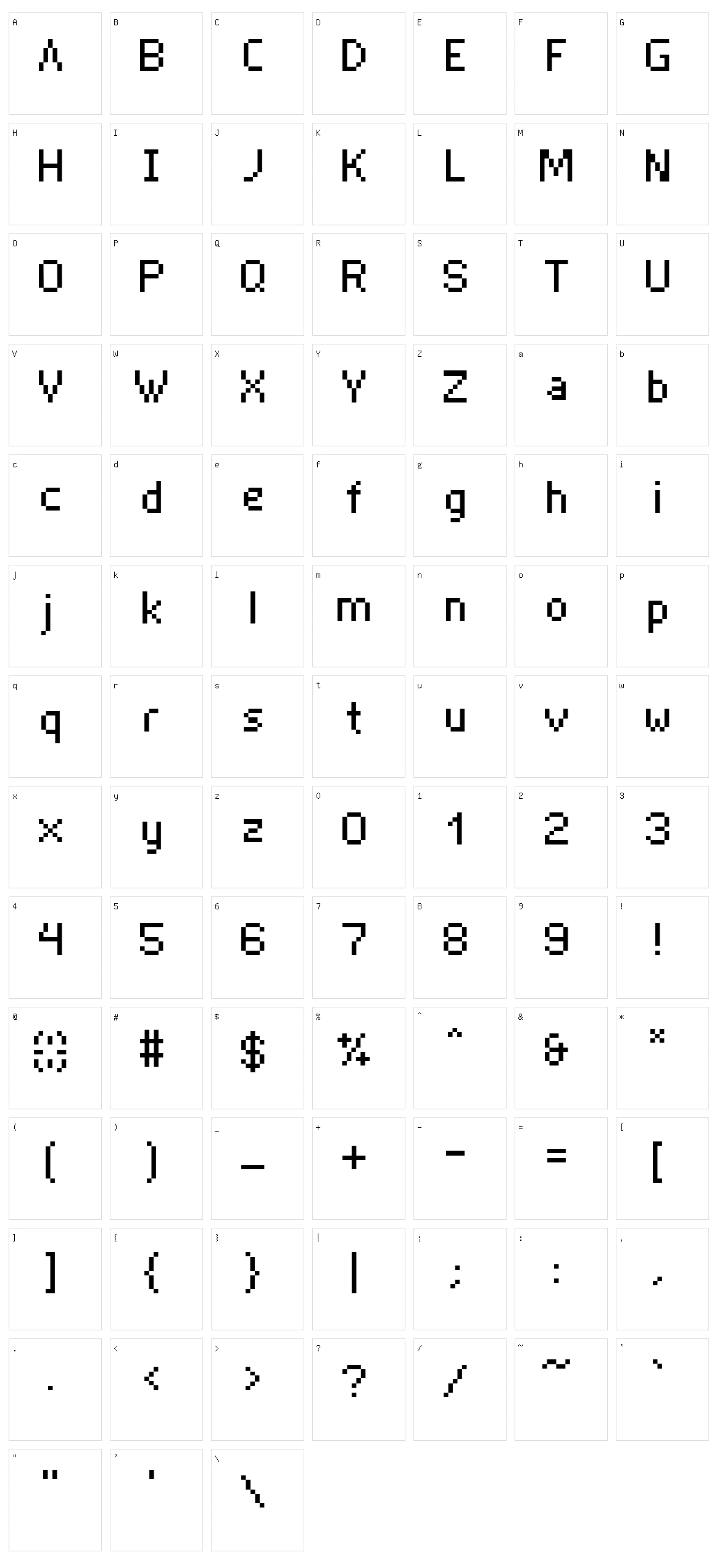 ISL Nano Character Set