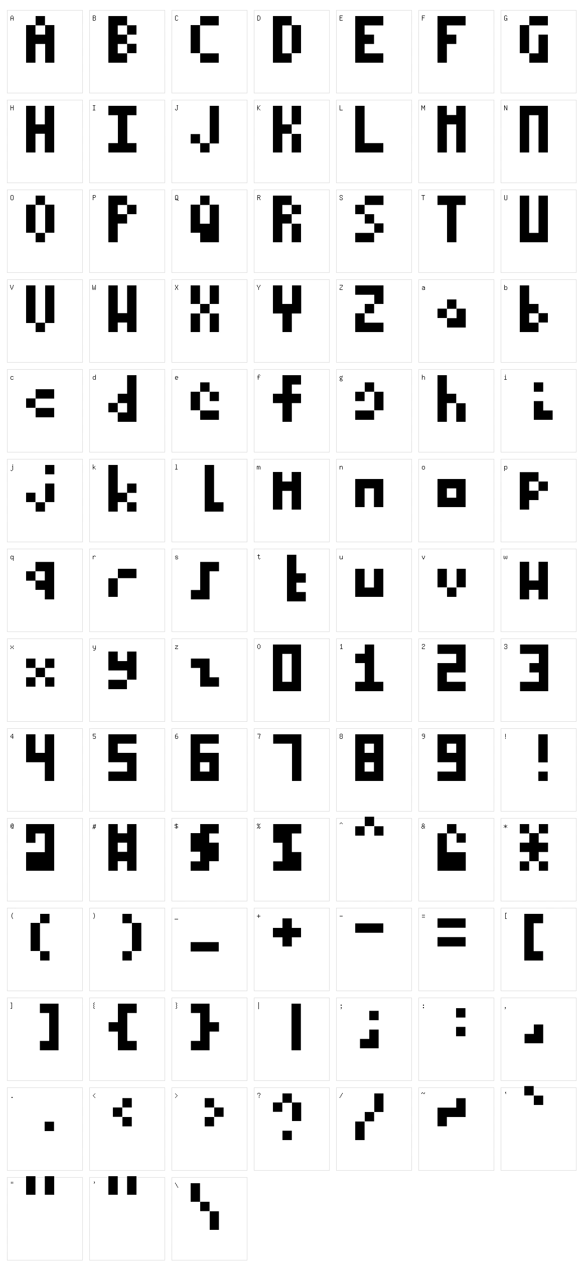 Itty Character Set