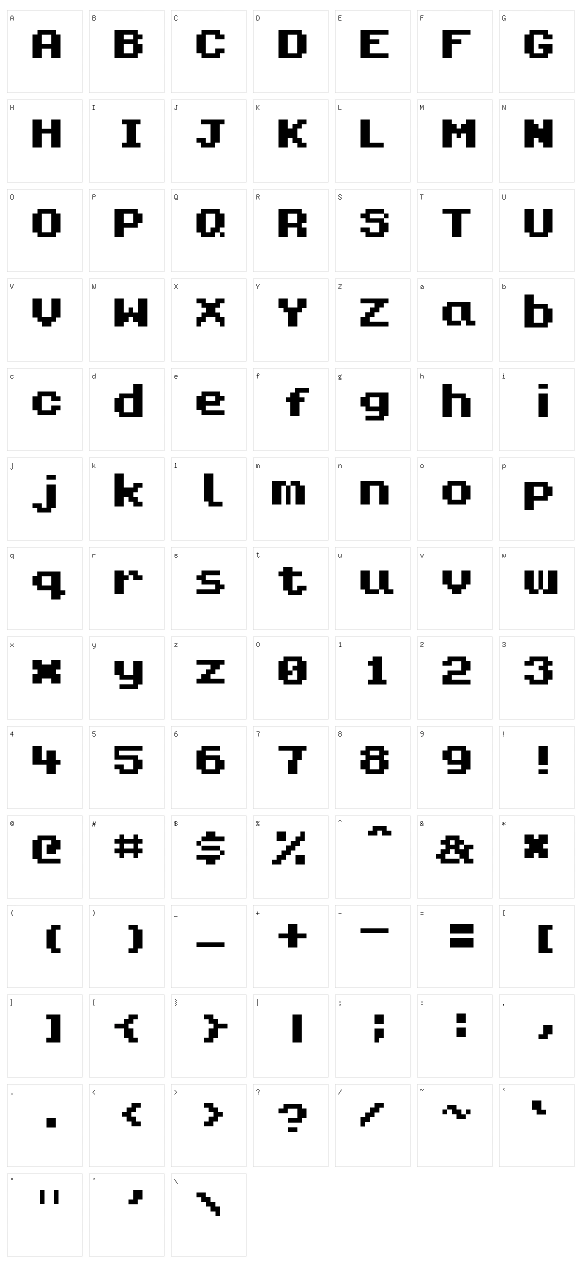 Kongtext Character Set