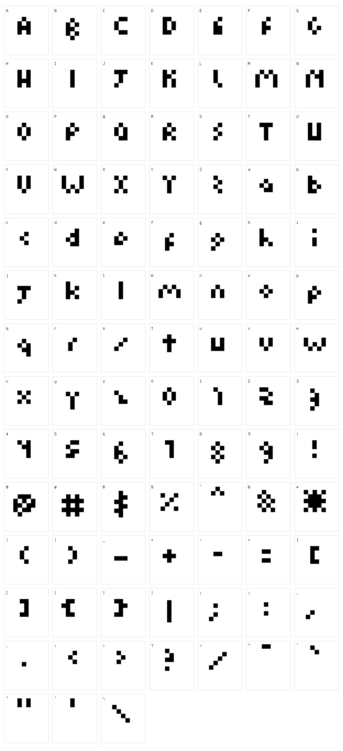 Kuadriculado Character Set