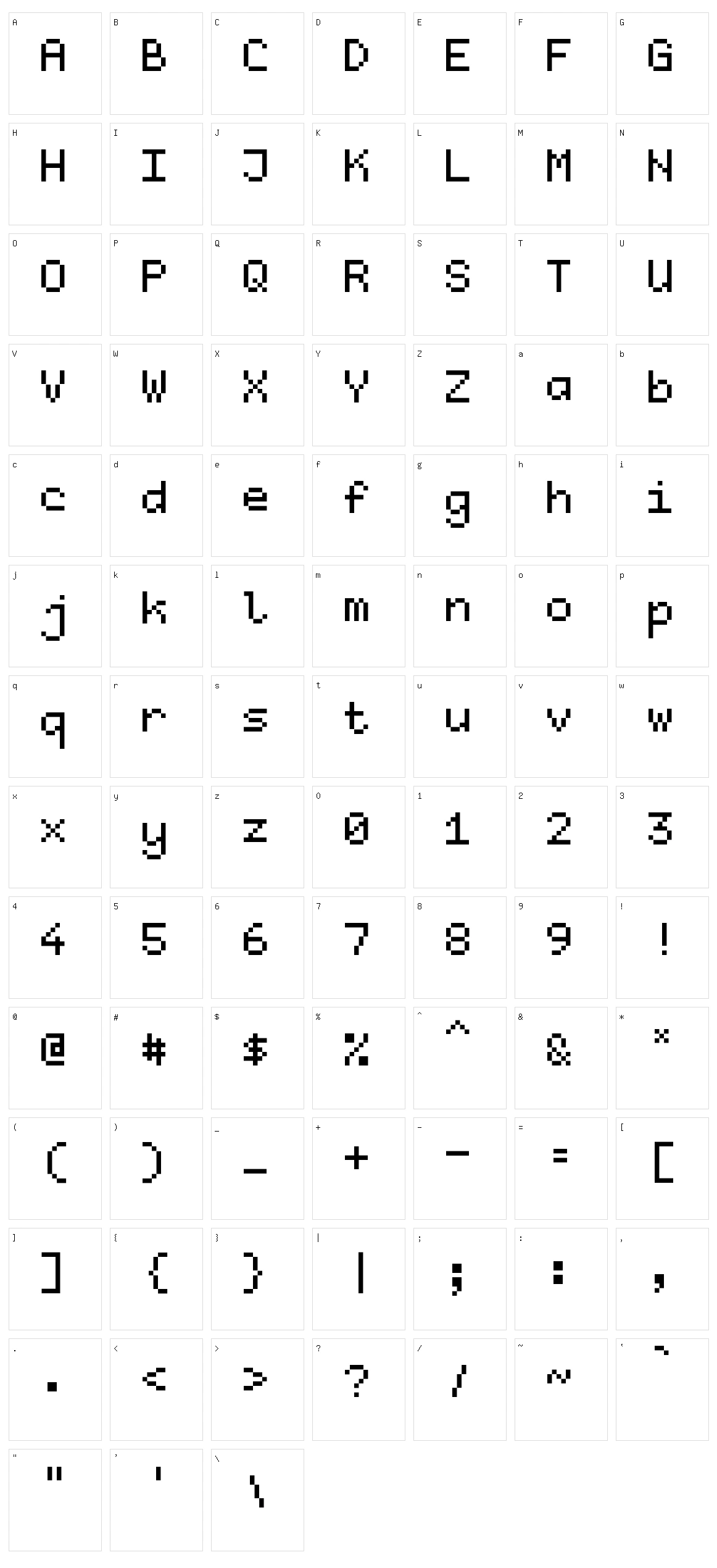 Kubasta Character Set