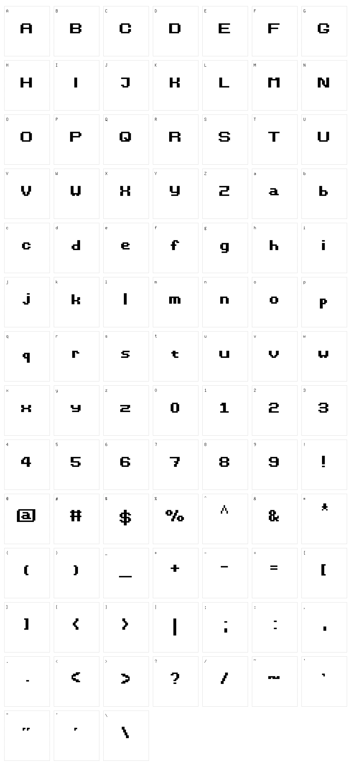 Kwizi Character Set