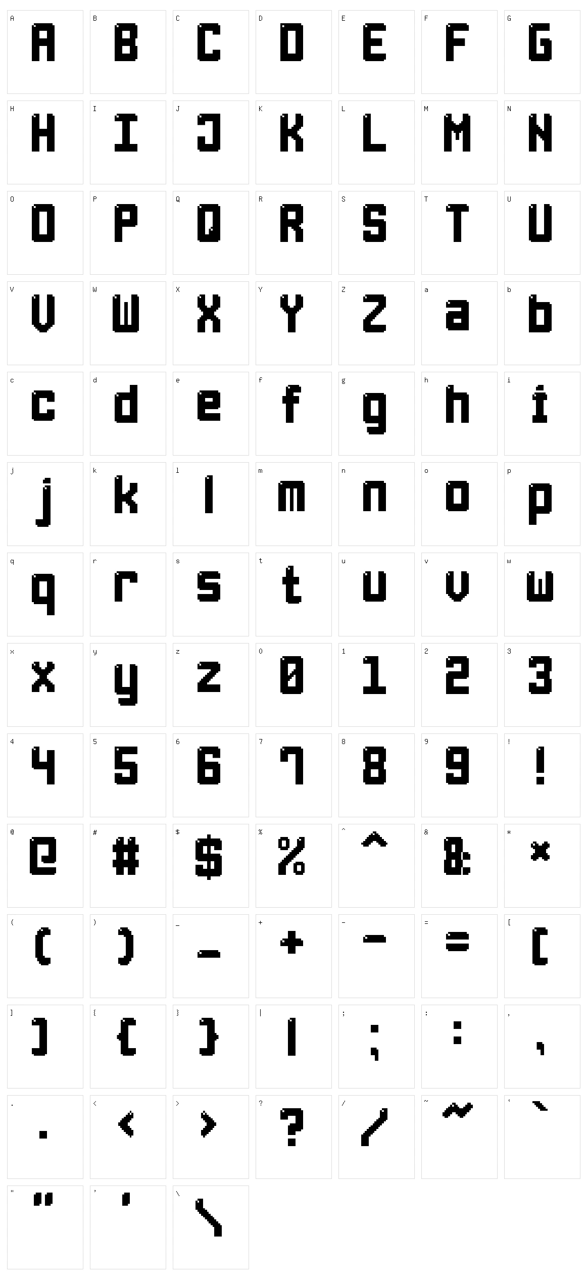 Light Pixel-7 Character Set