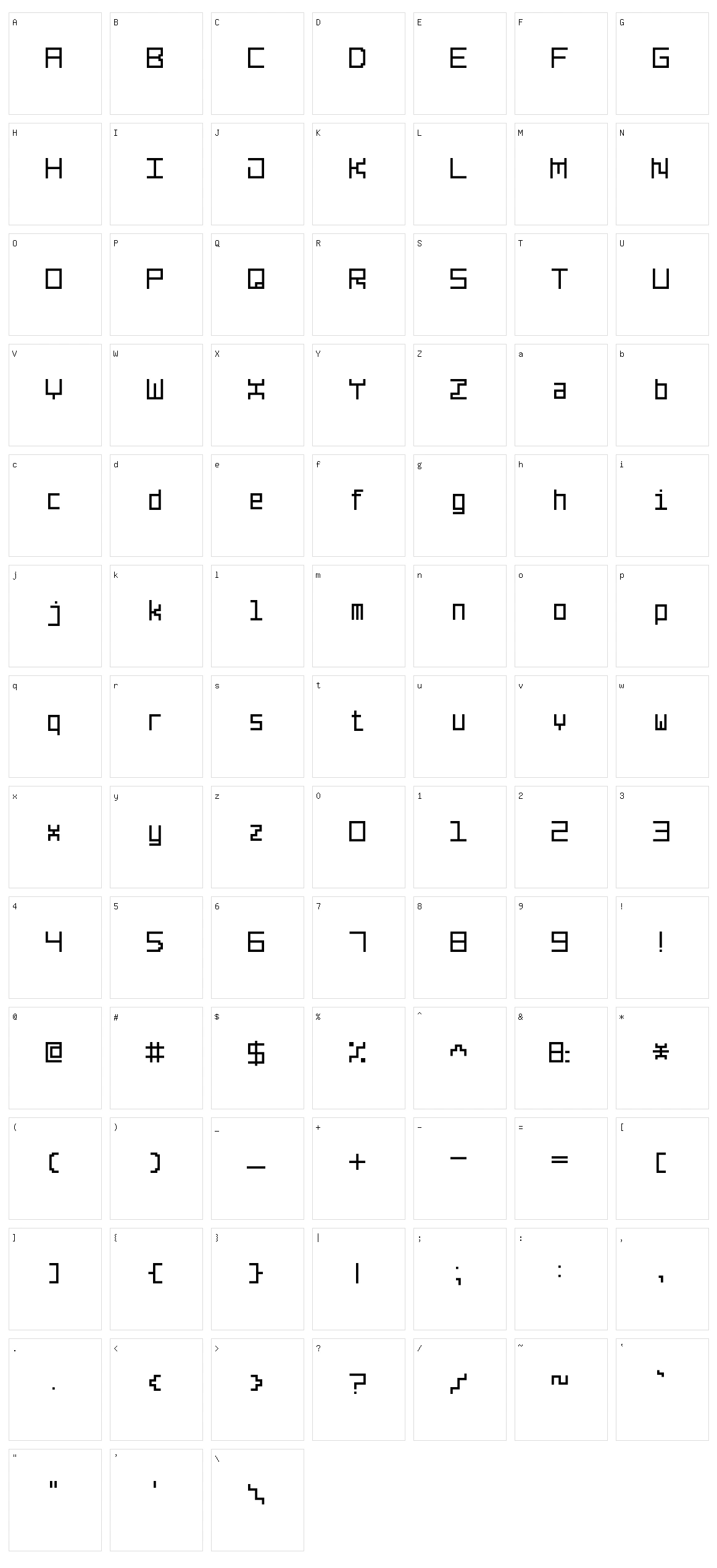 Line Pixel-7 Character Set