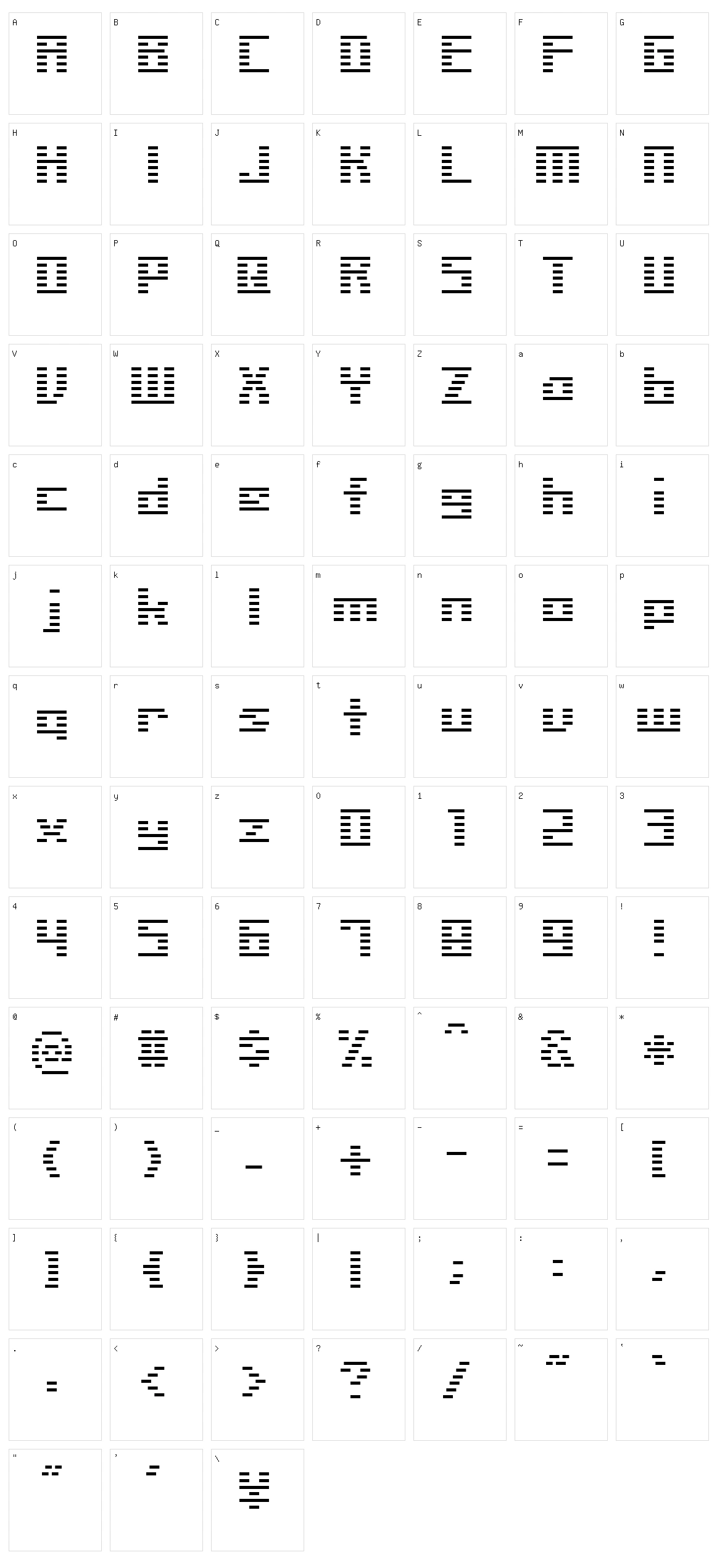 Liner BMP14 Character Set