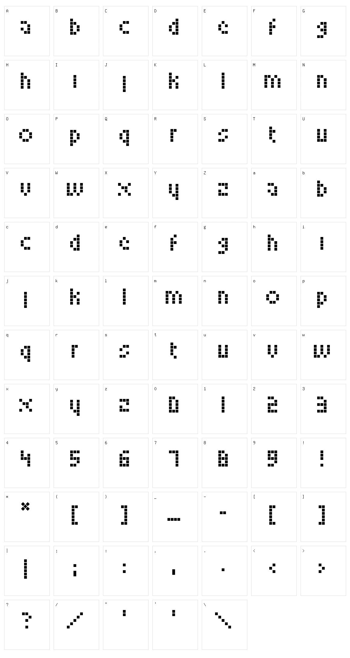 Looksky Font Character Set