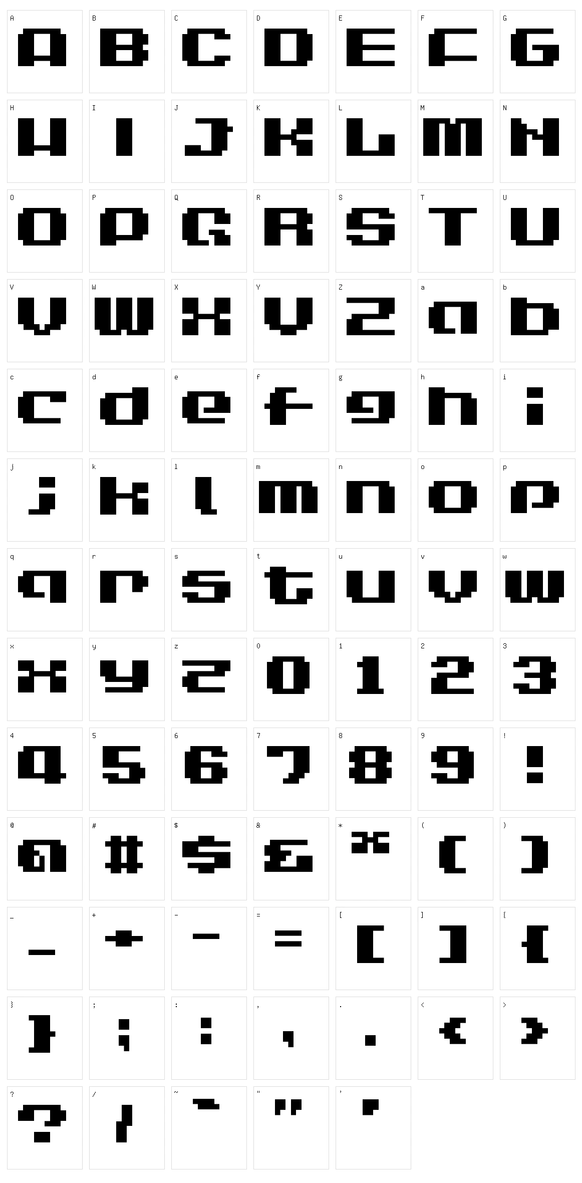 LVDC Game Over Character Set