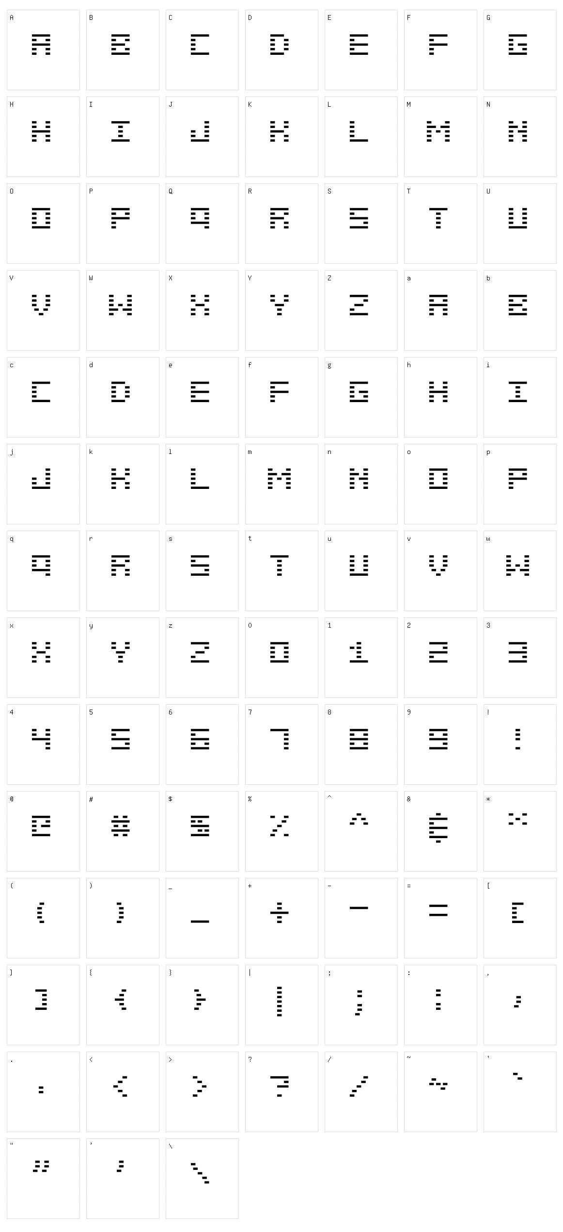 ManualPrint Character Set