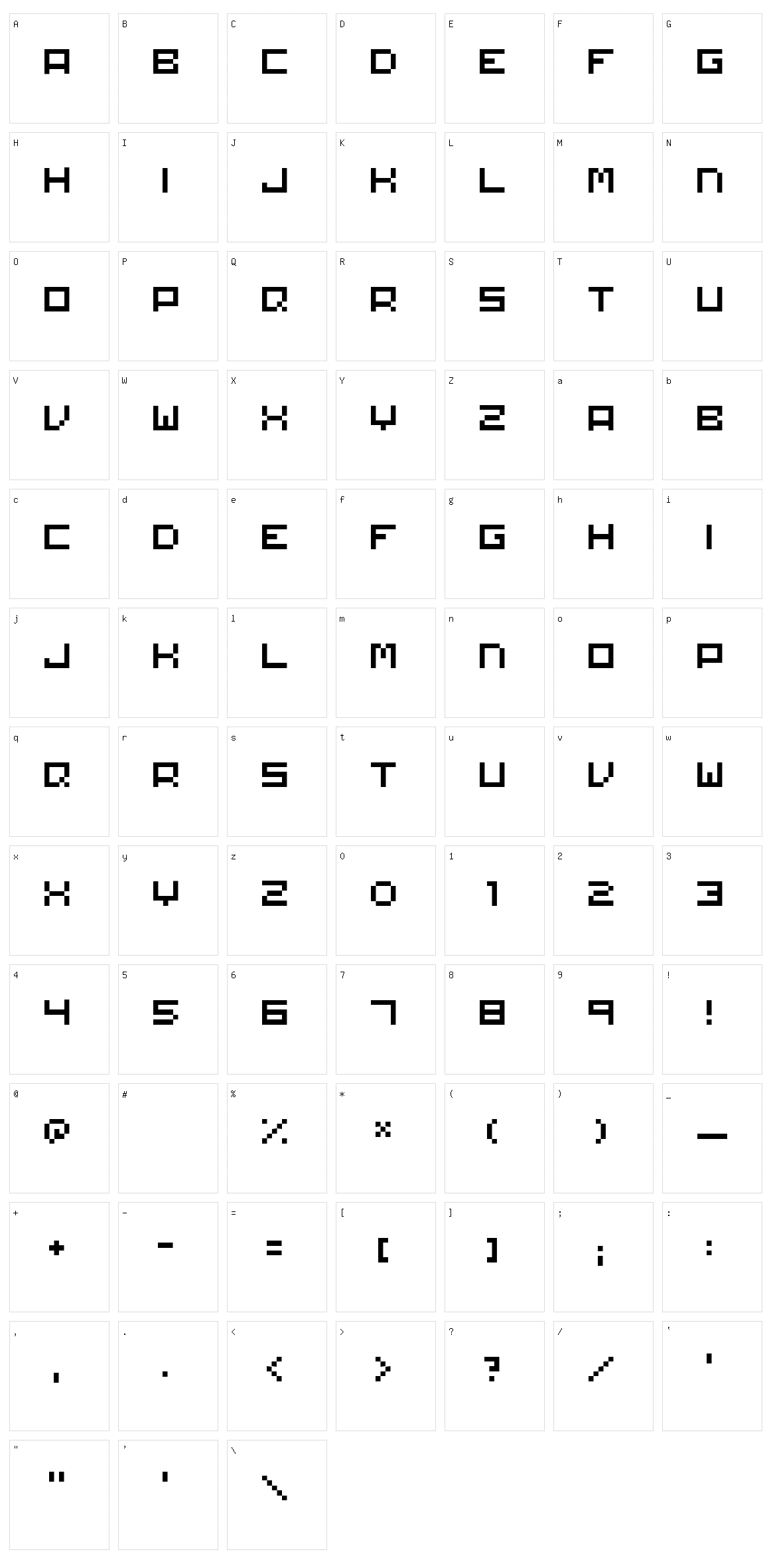 Matchworks Character Set