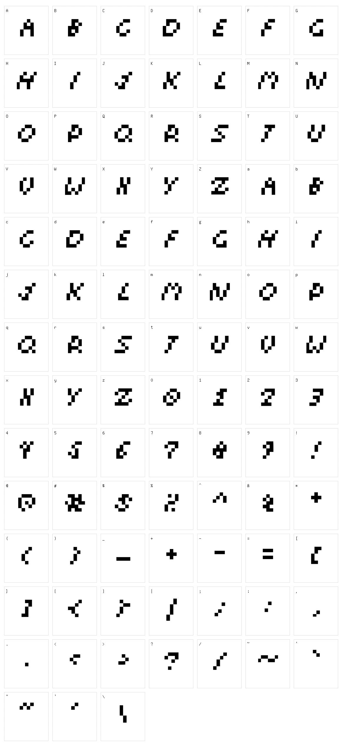 Maxyfont Character Set
