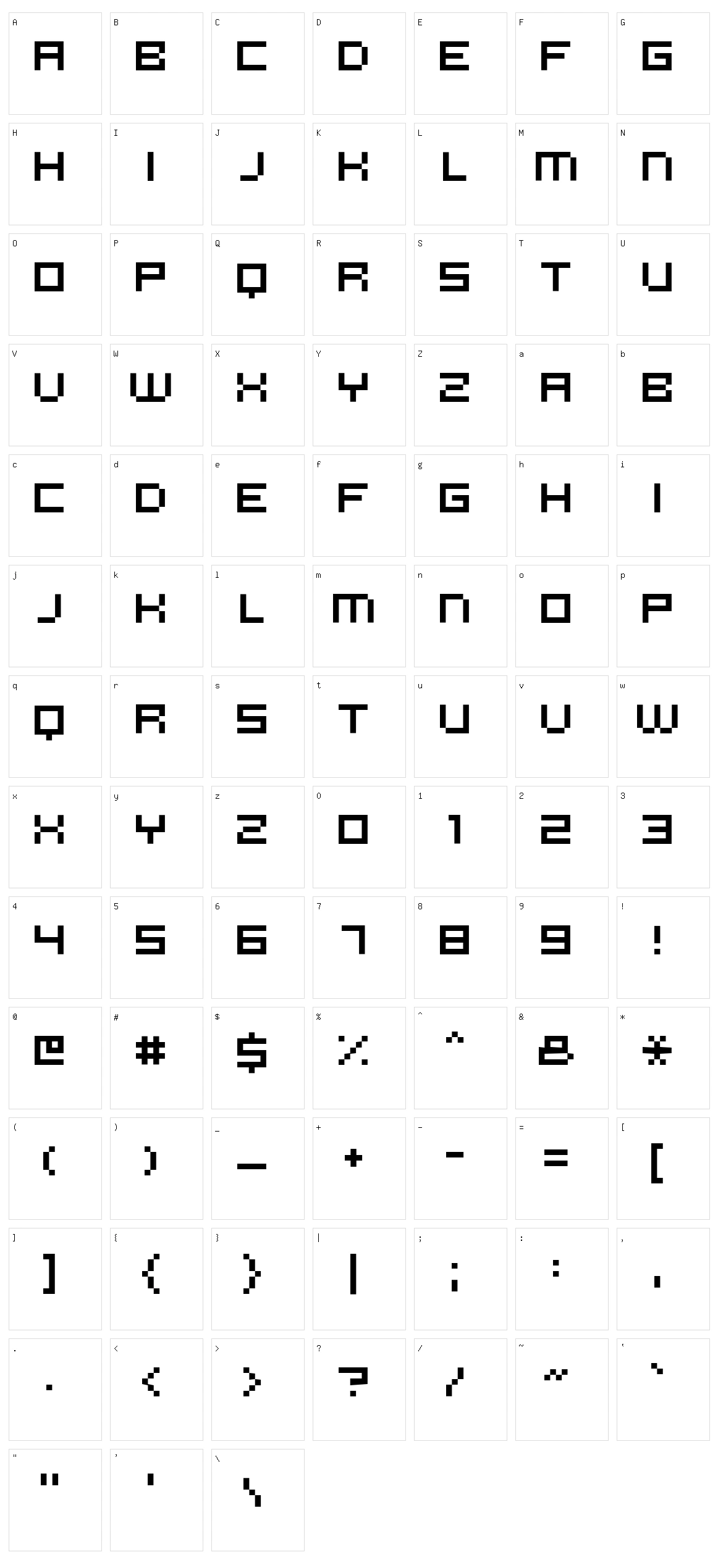Micro N56 Character Set