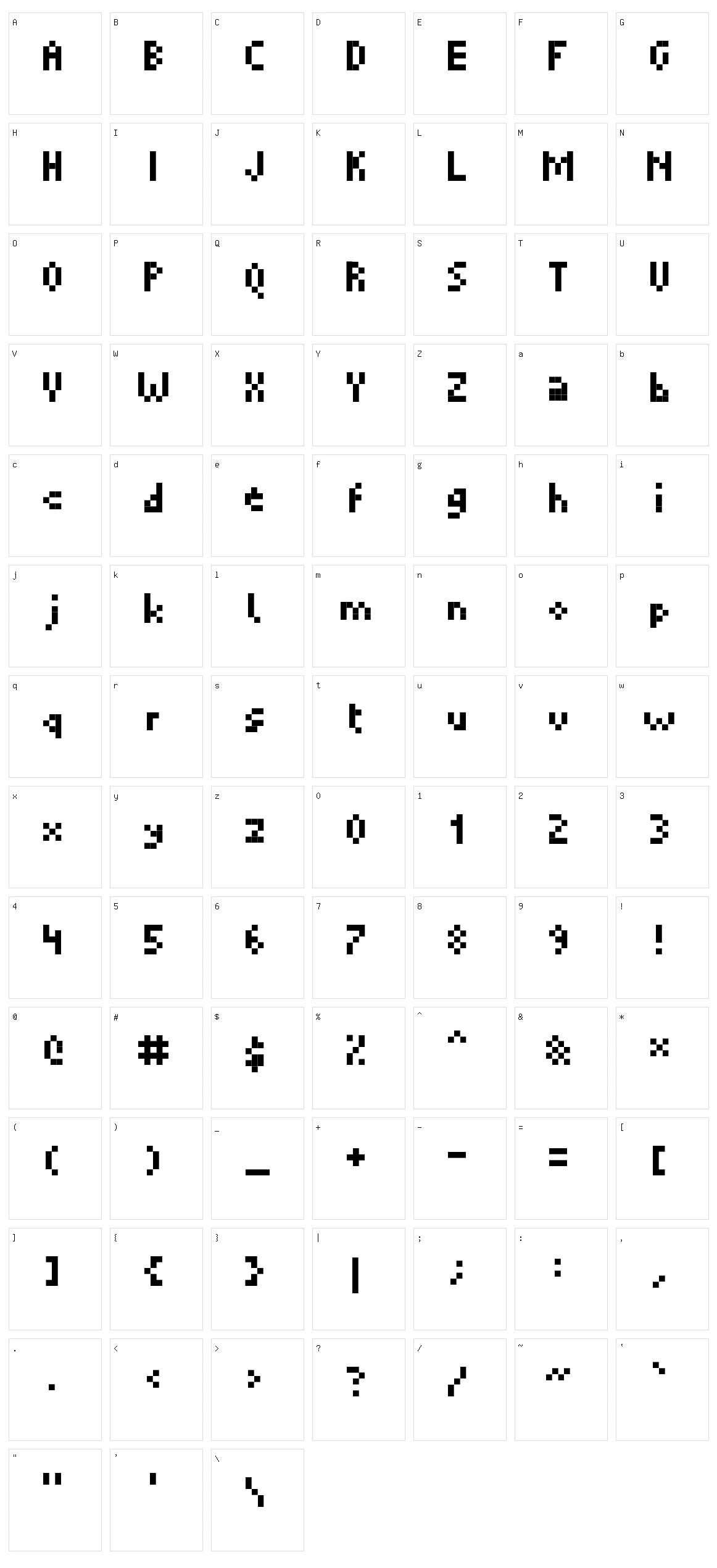 Micropixel Character Set