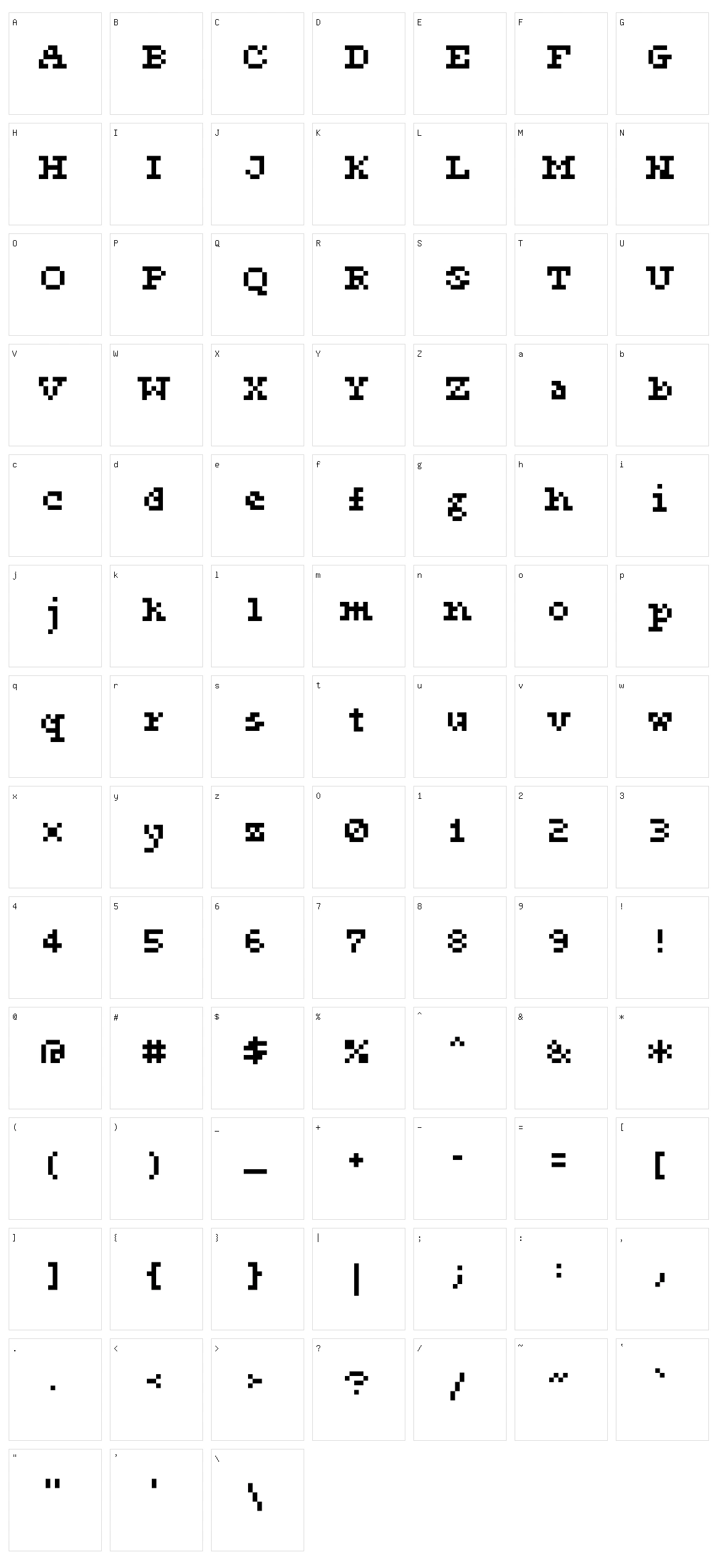 Microserif Character Set