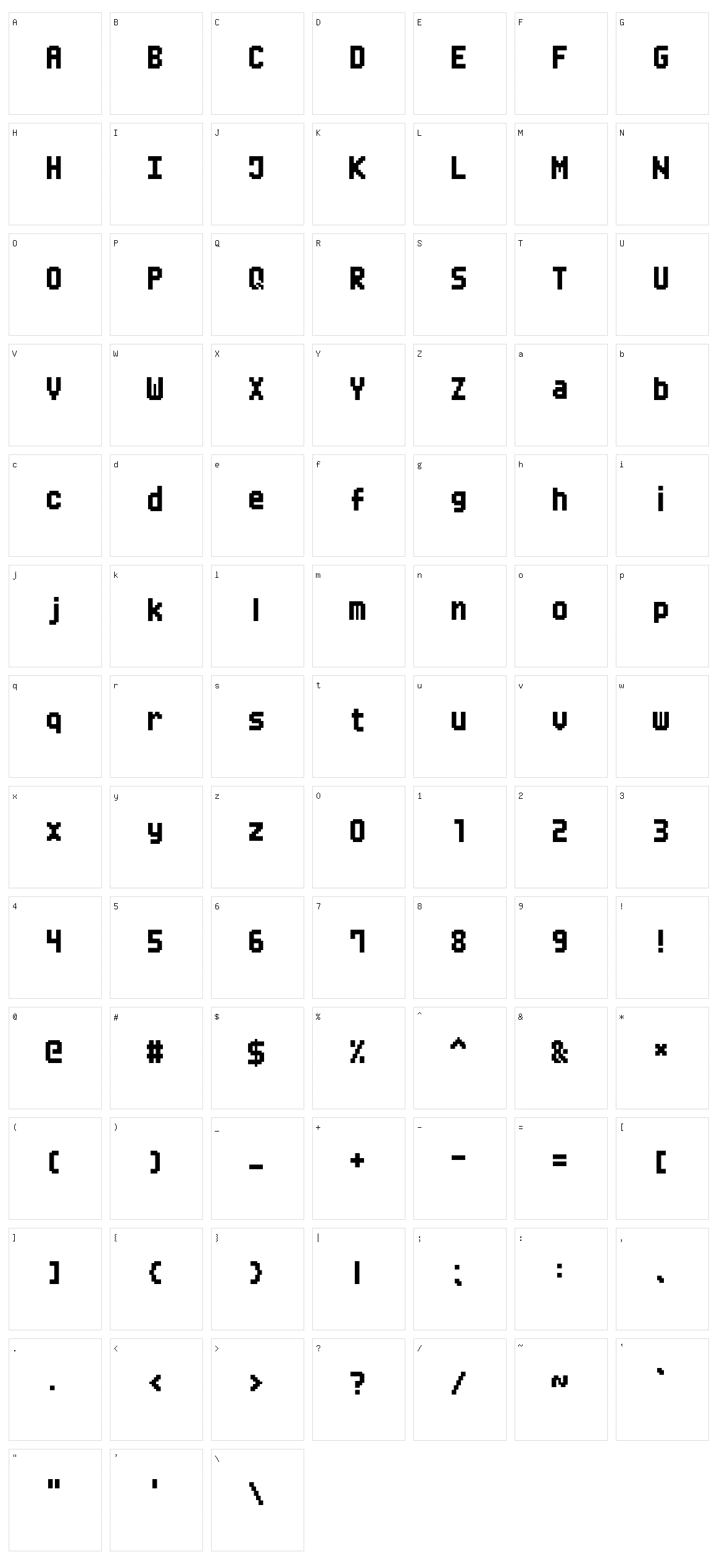 Mini Pixel-7 Character Set