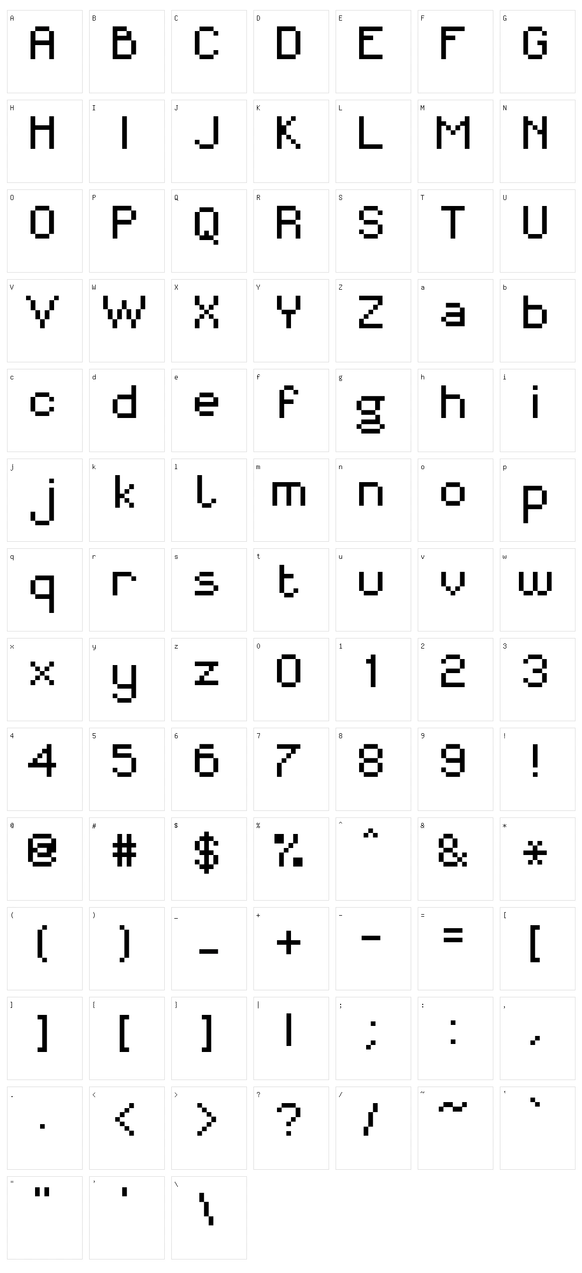 MiniForma Character Set