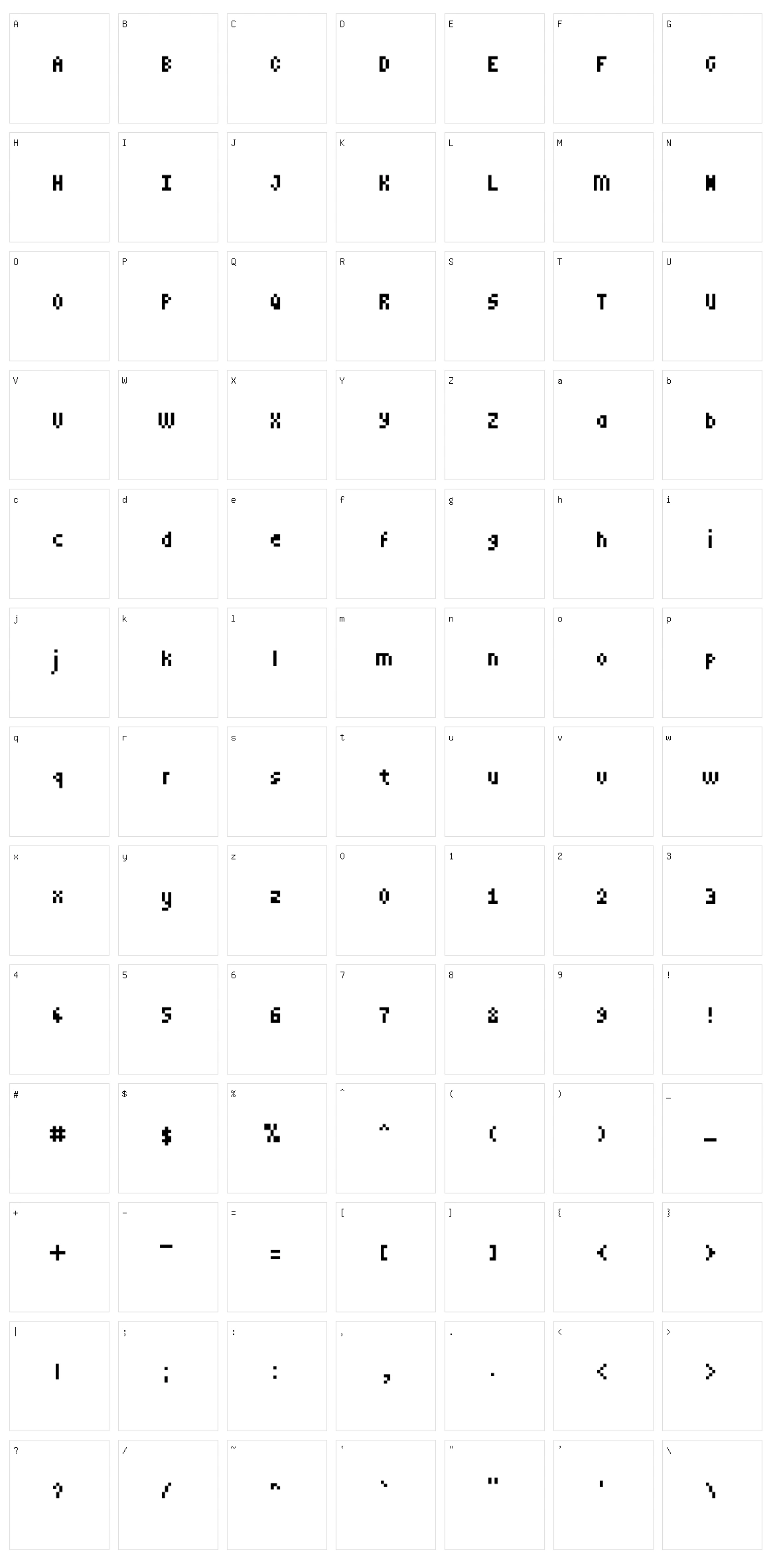 MiniPower Character Set