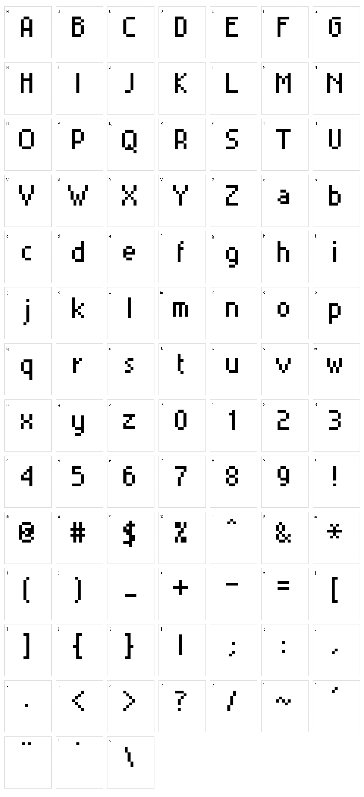 MiniSet Character Set