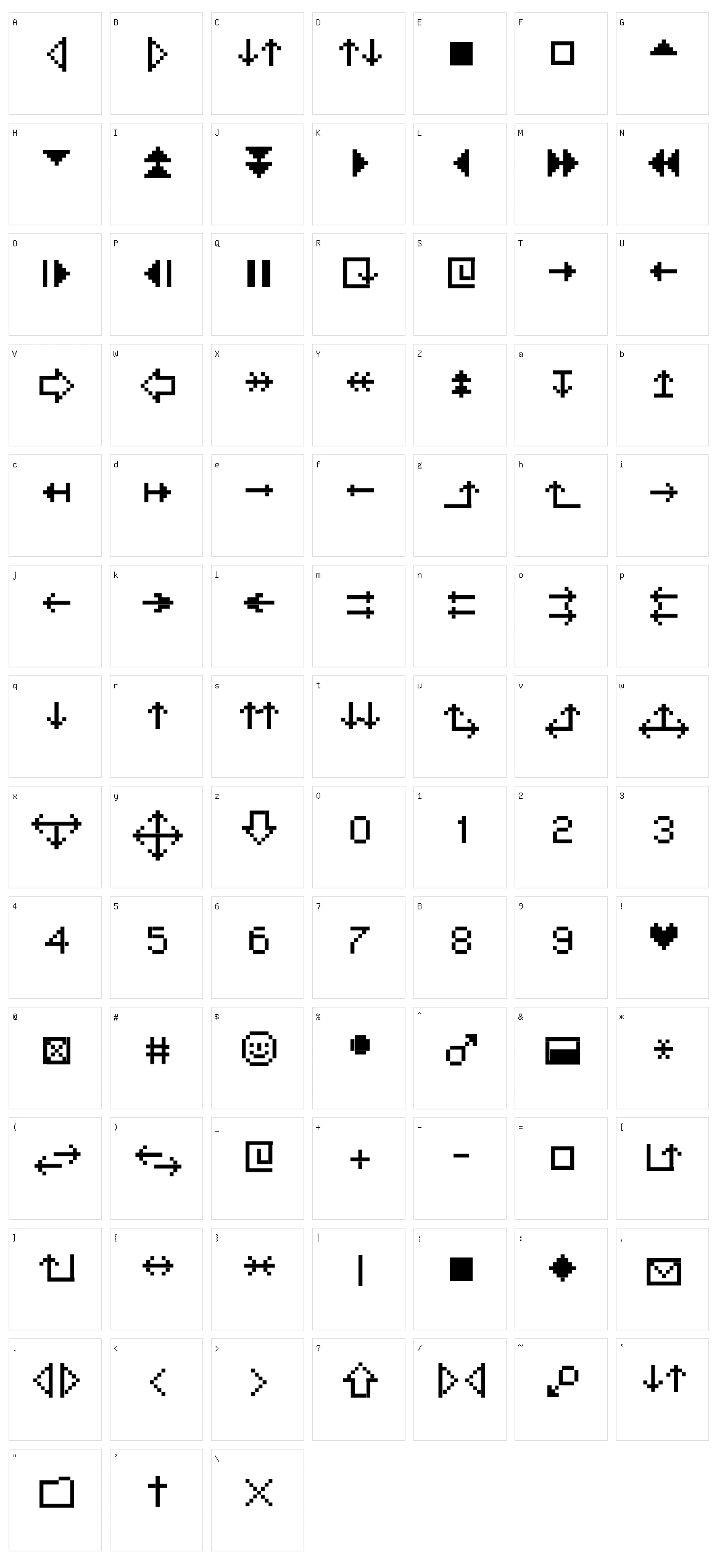 MiniStrzalki Character Set