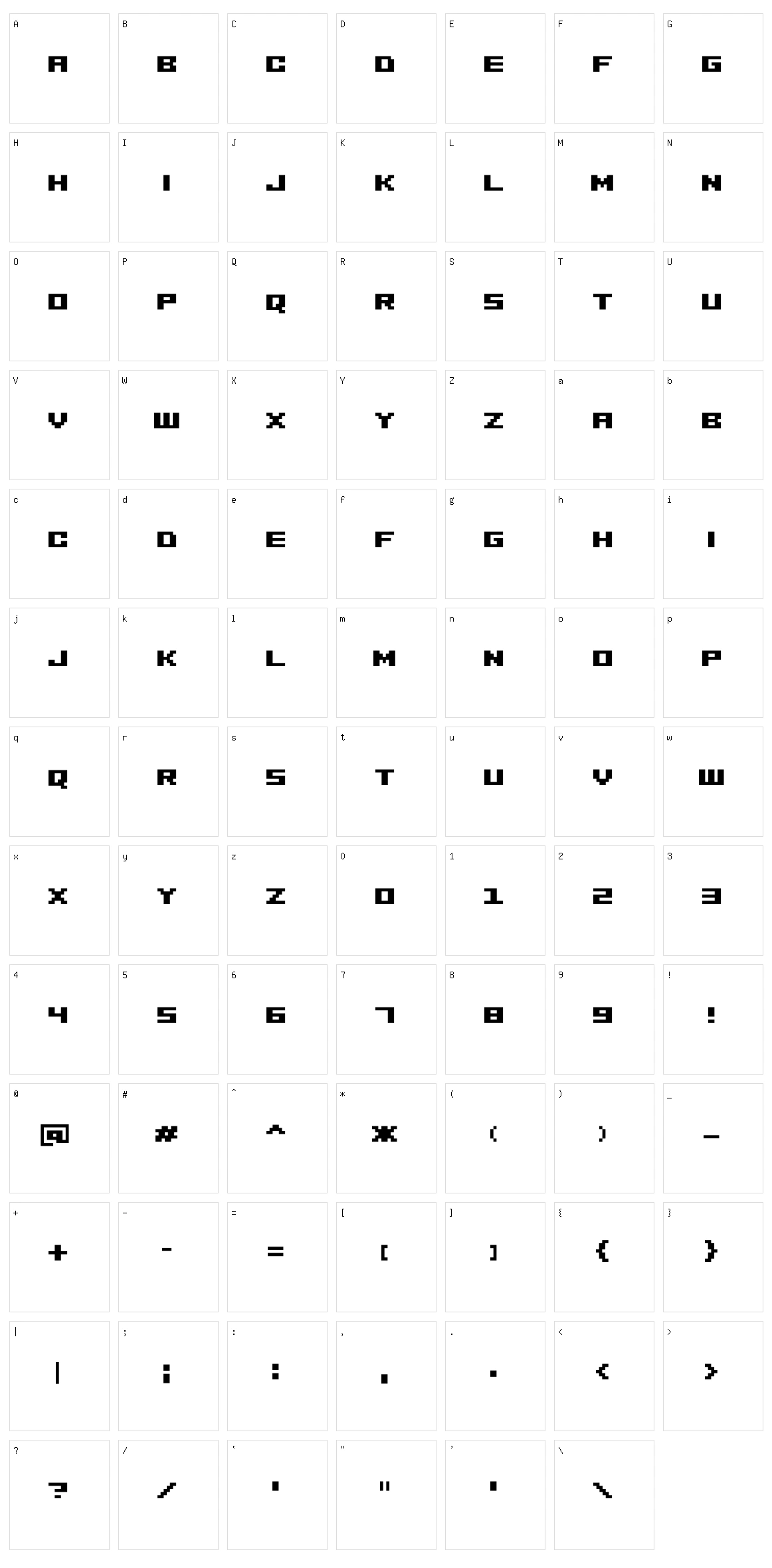 Minusio Character Set