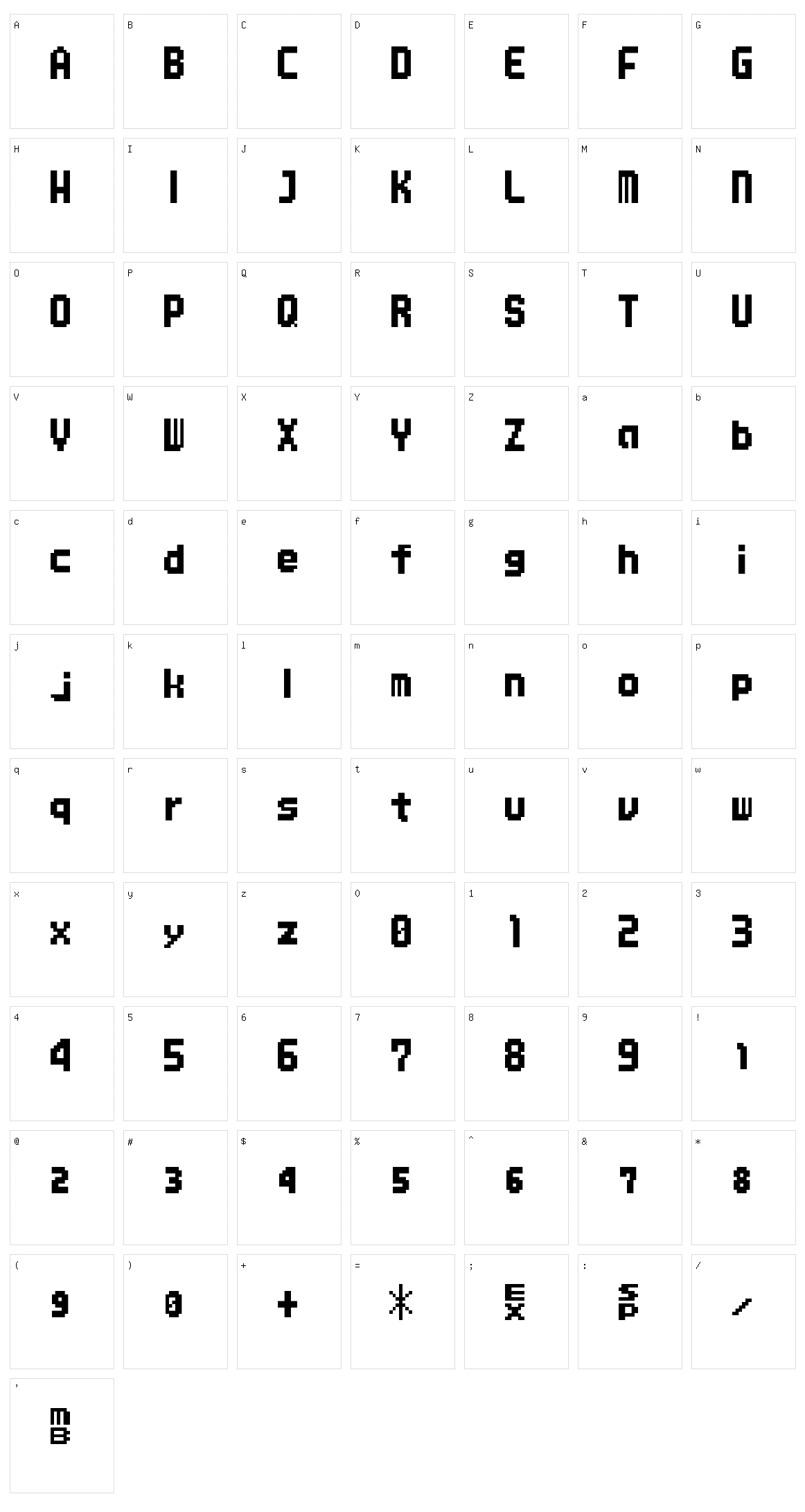MMBNThick Character Set
