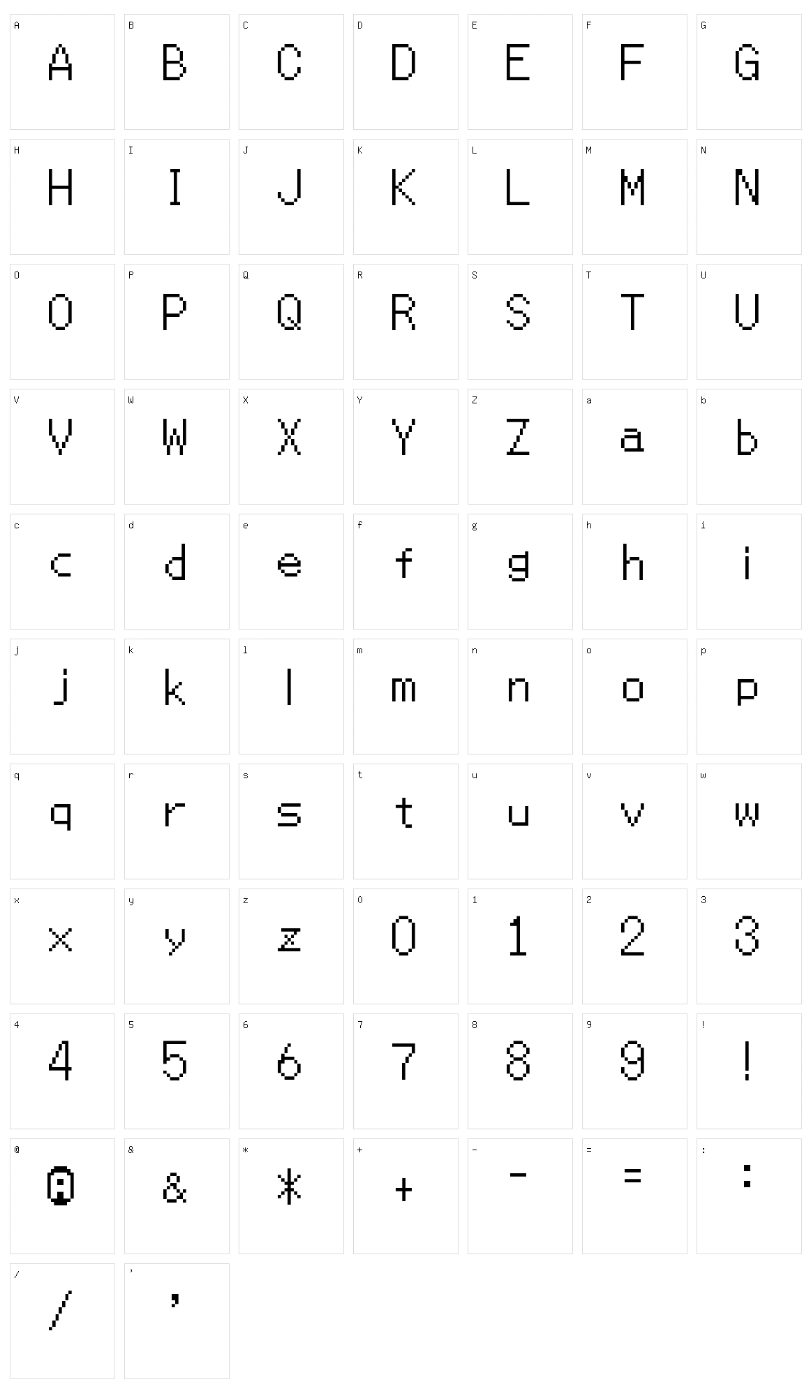 MMBNThin Character Set