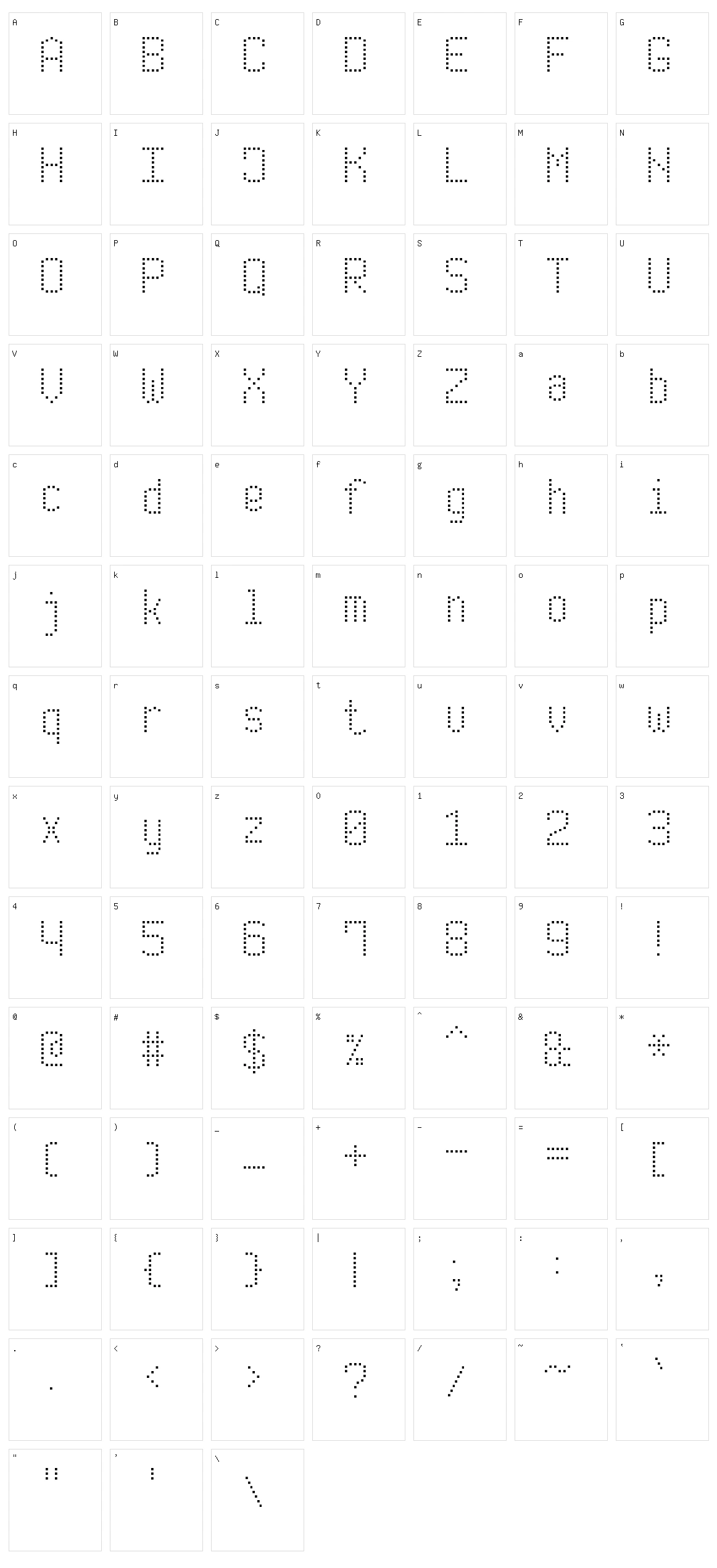 Modern Dot Digital-7 Character Set