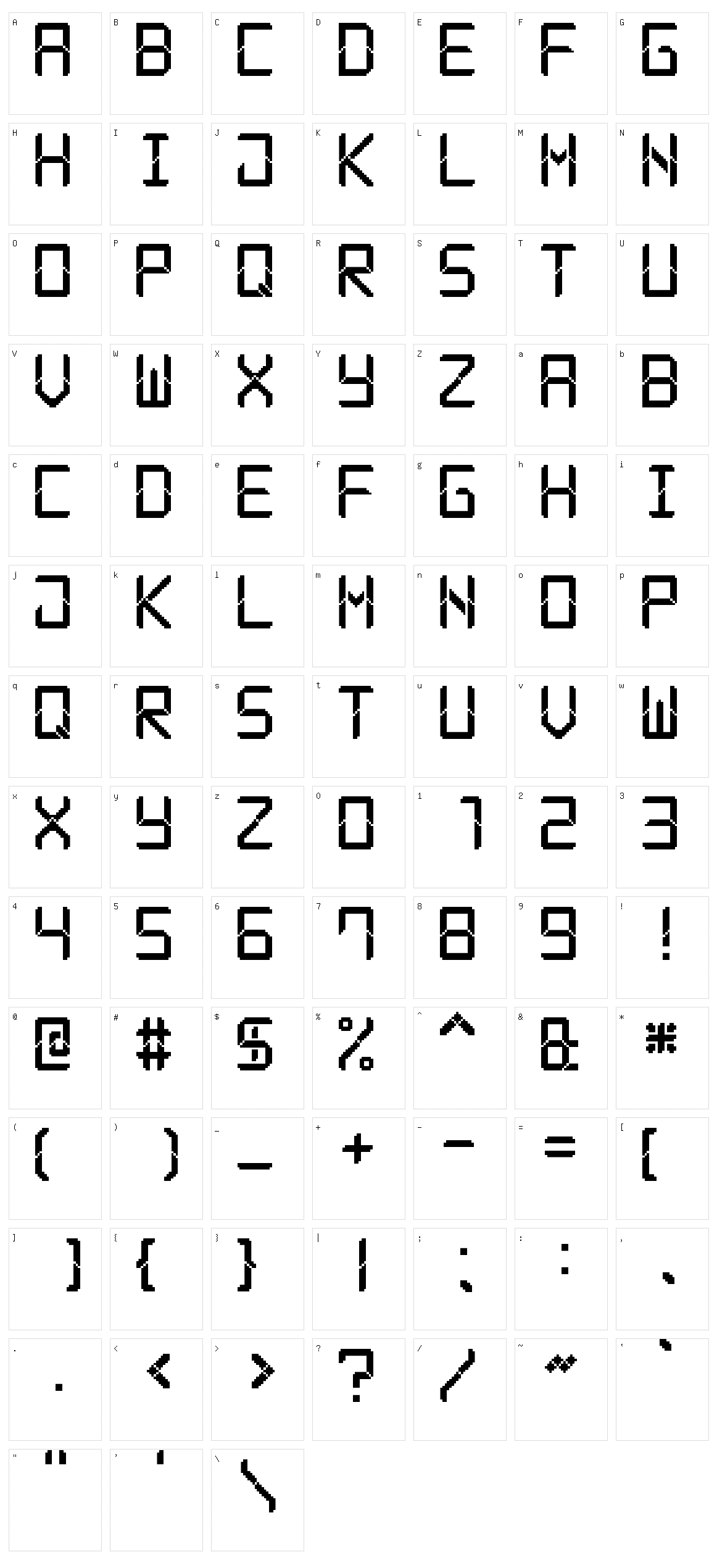 Modern LCD-7 Character Set