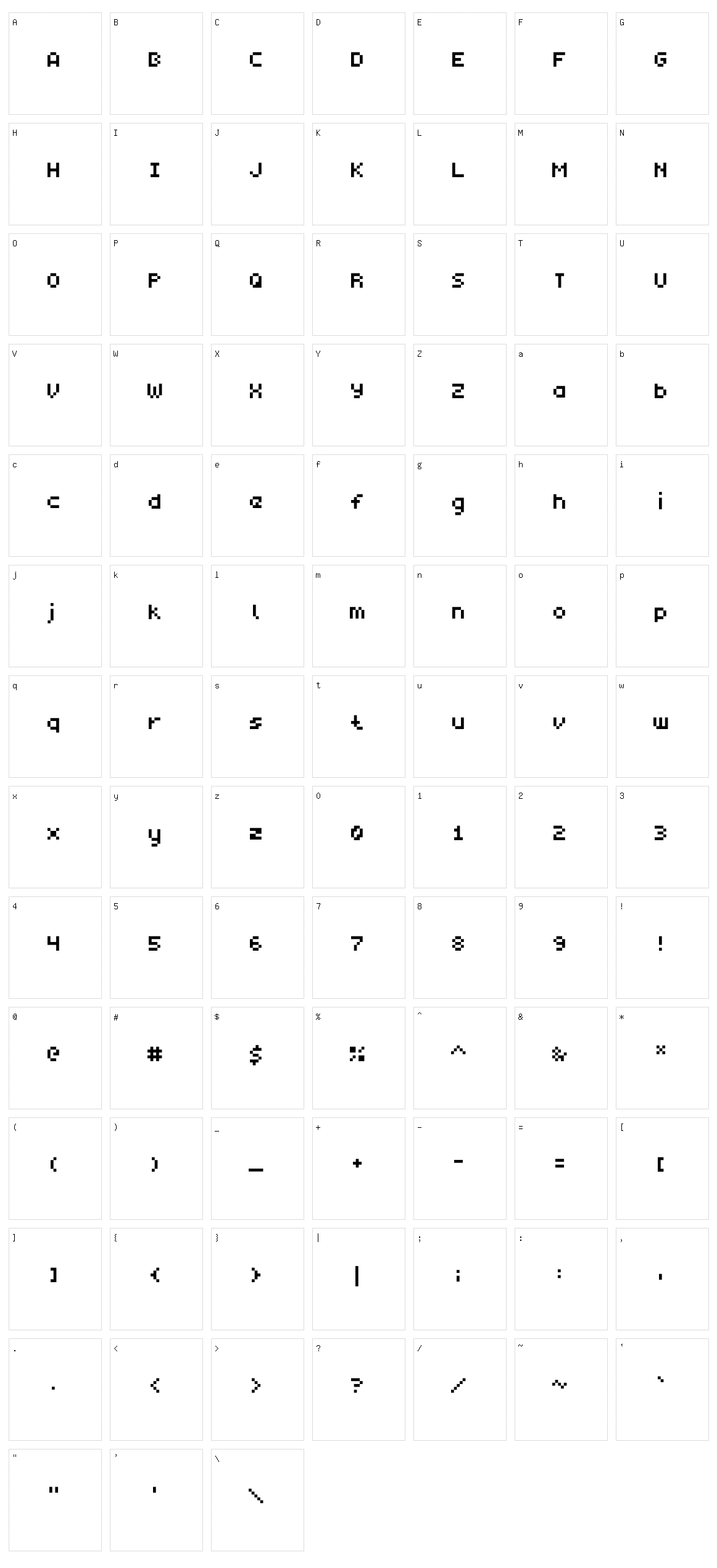Monobit Character Set