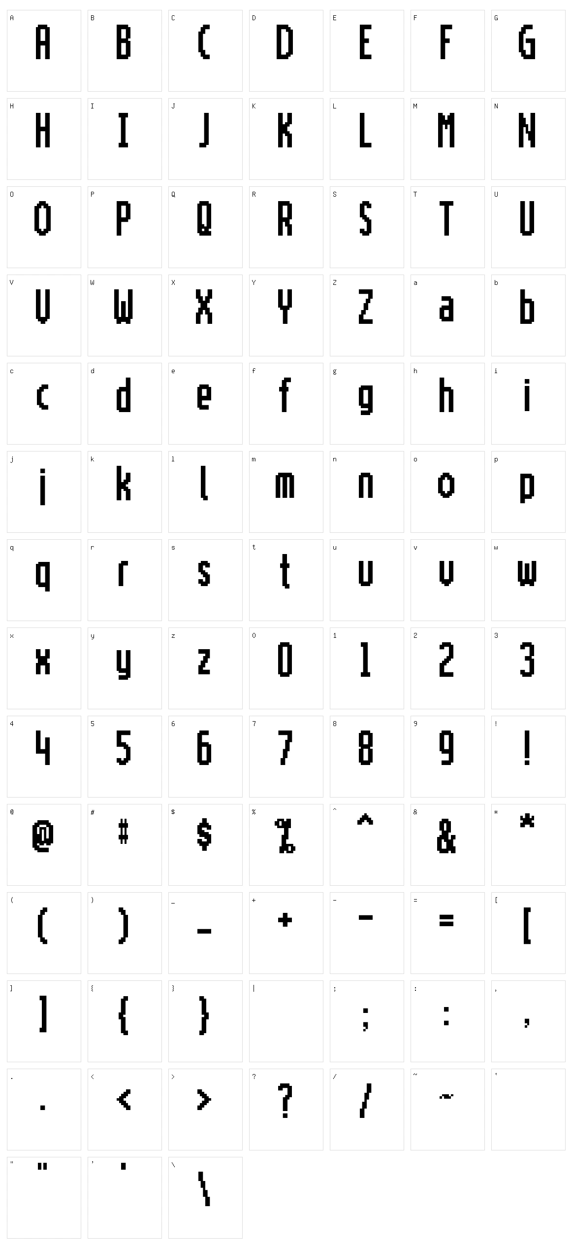Motorola ScreenType Character Set