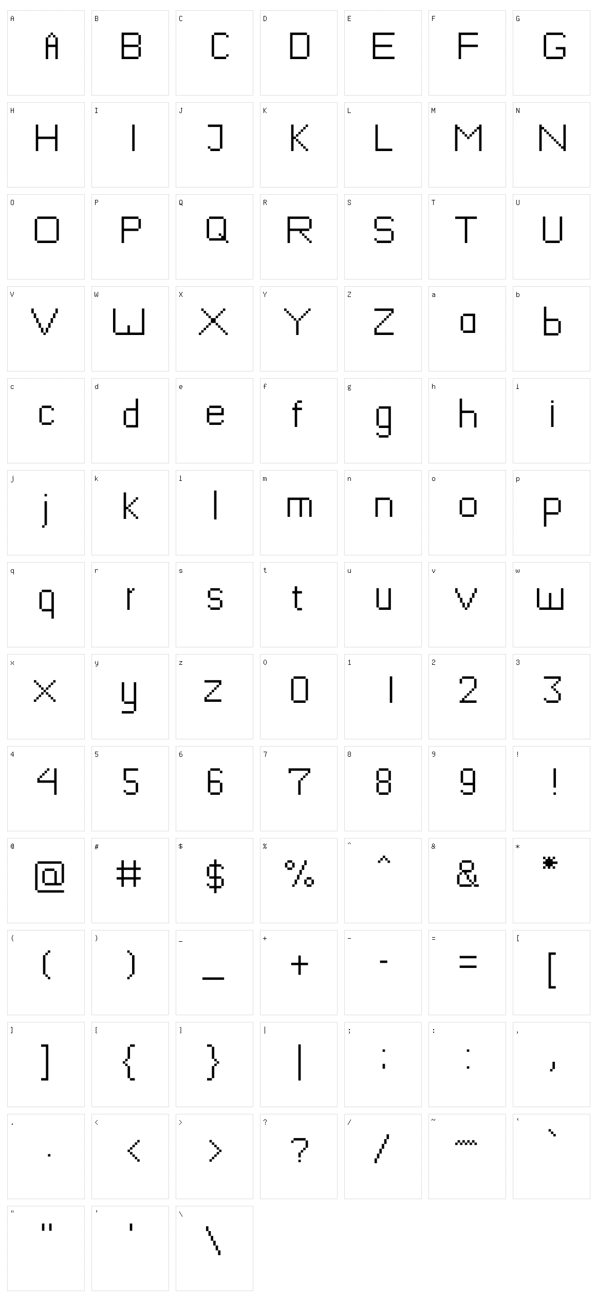 Mushroomfont Character Set