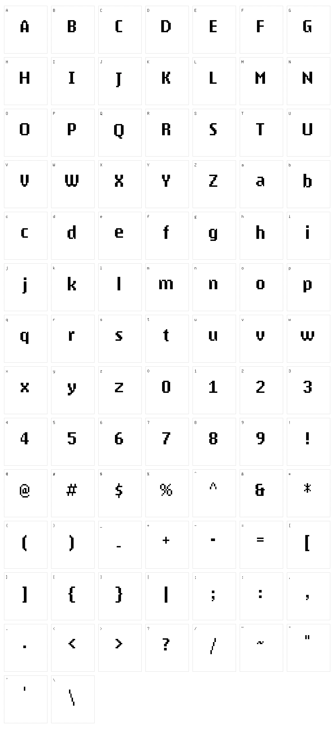 My Phone N1280 Character Set