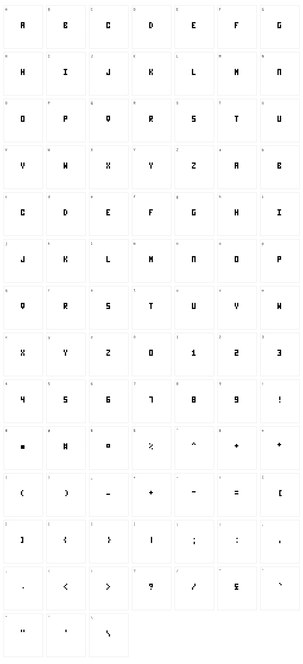 Nanotype Character Set