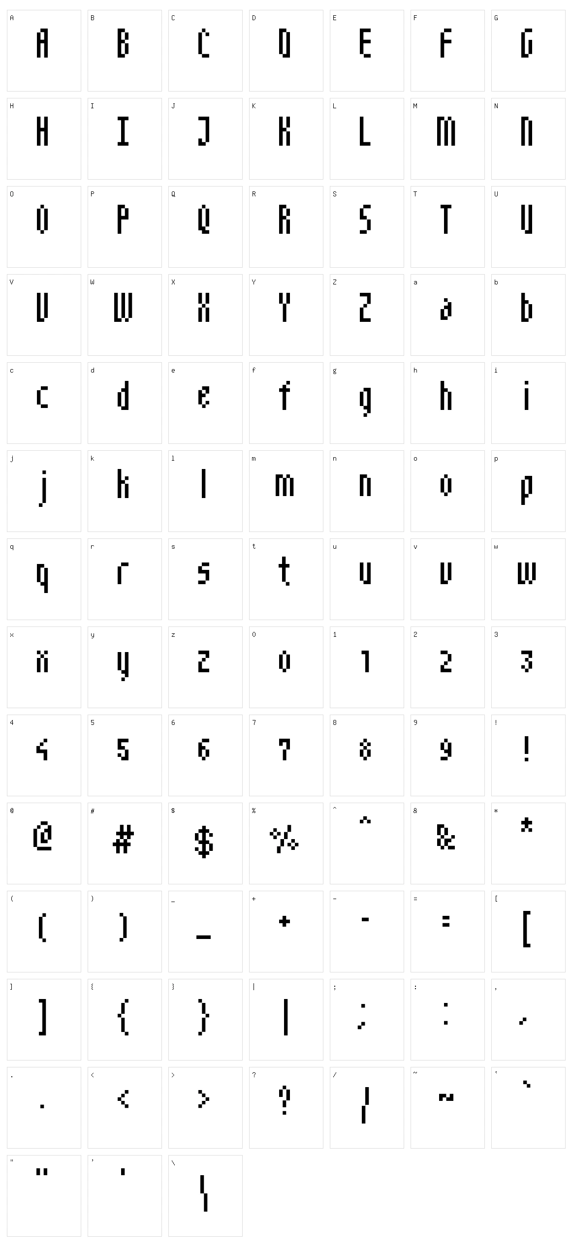NarrowPix Character Set