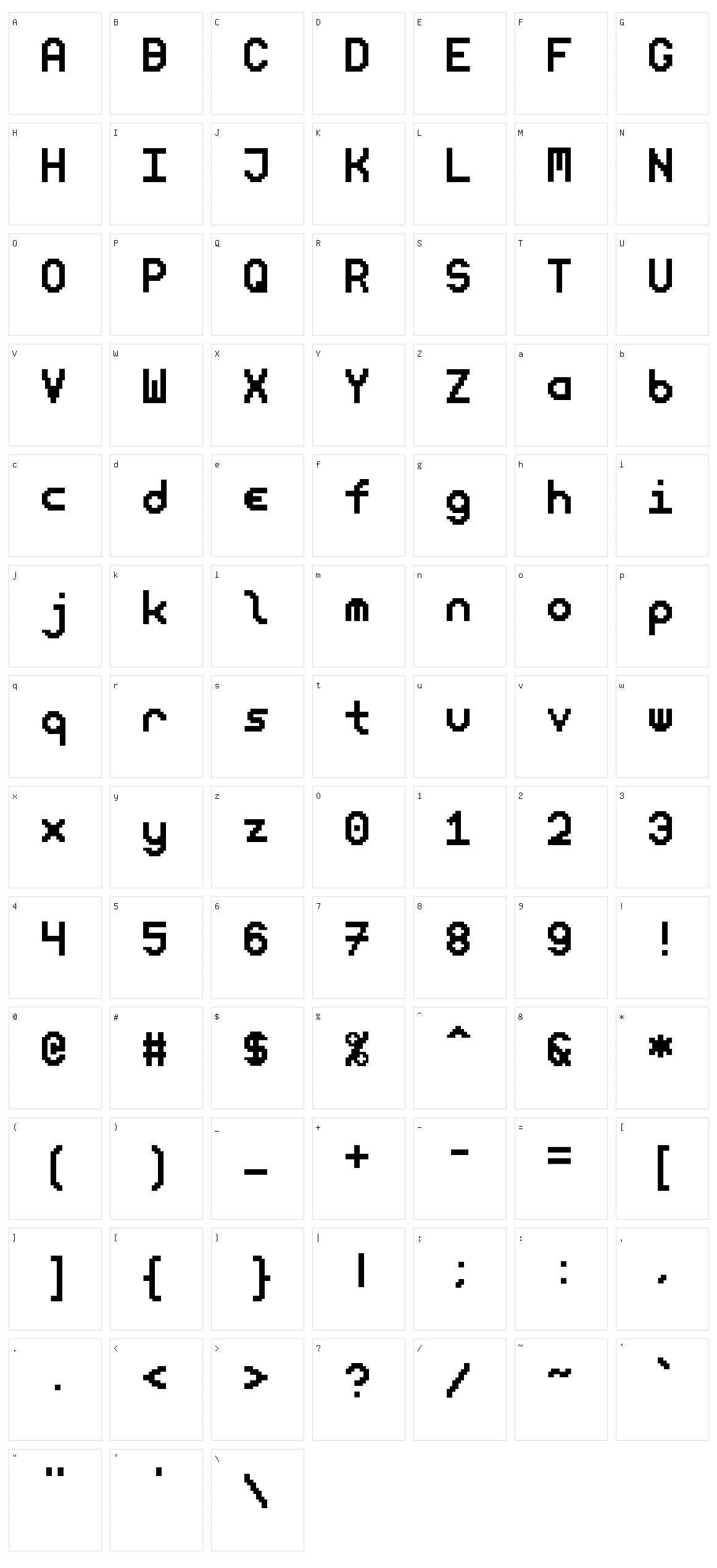 Neoletters Character Set