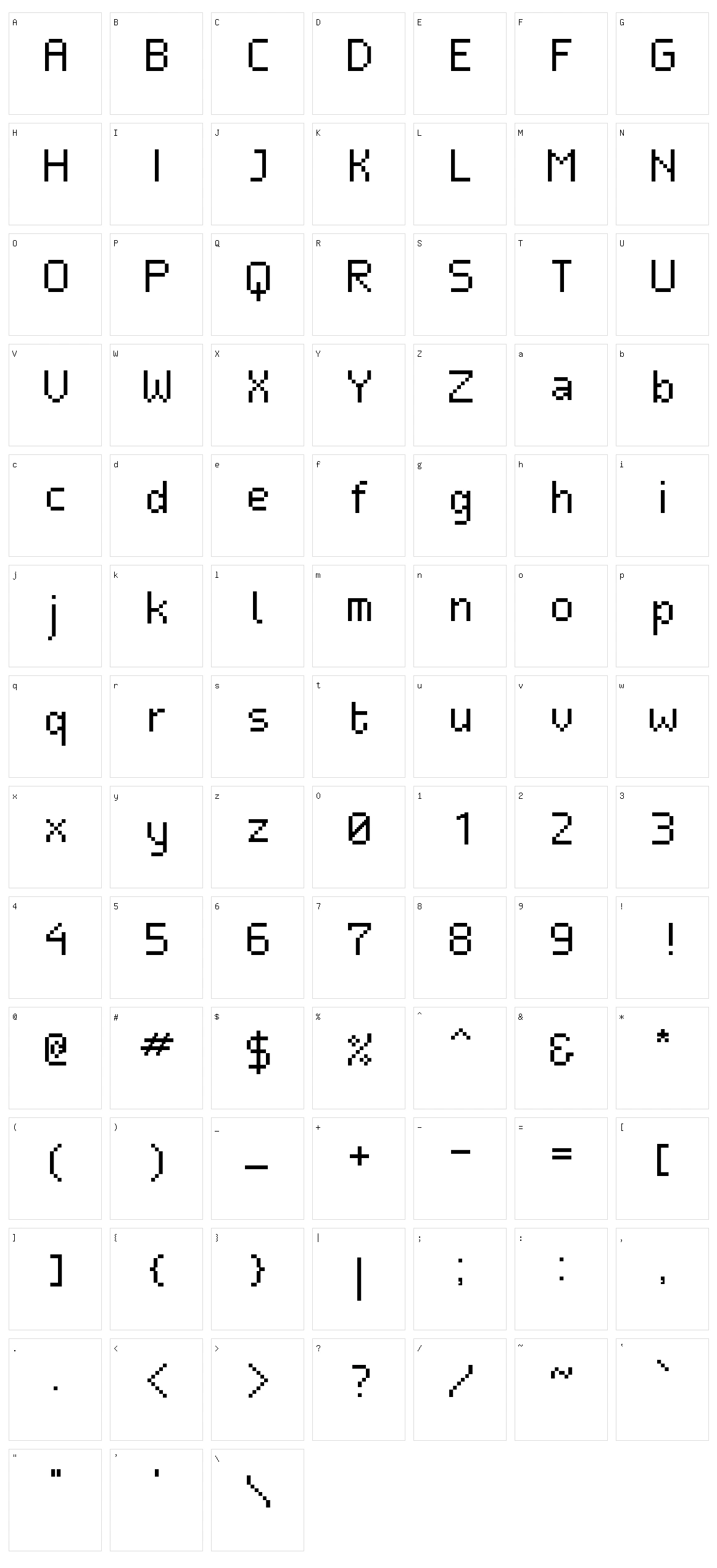 Neue Pixel Sans Character Set
