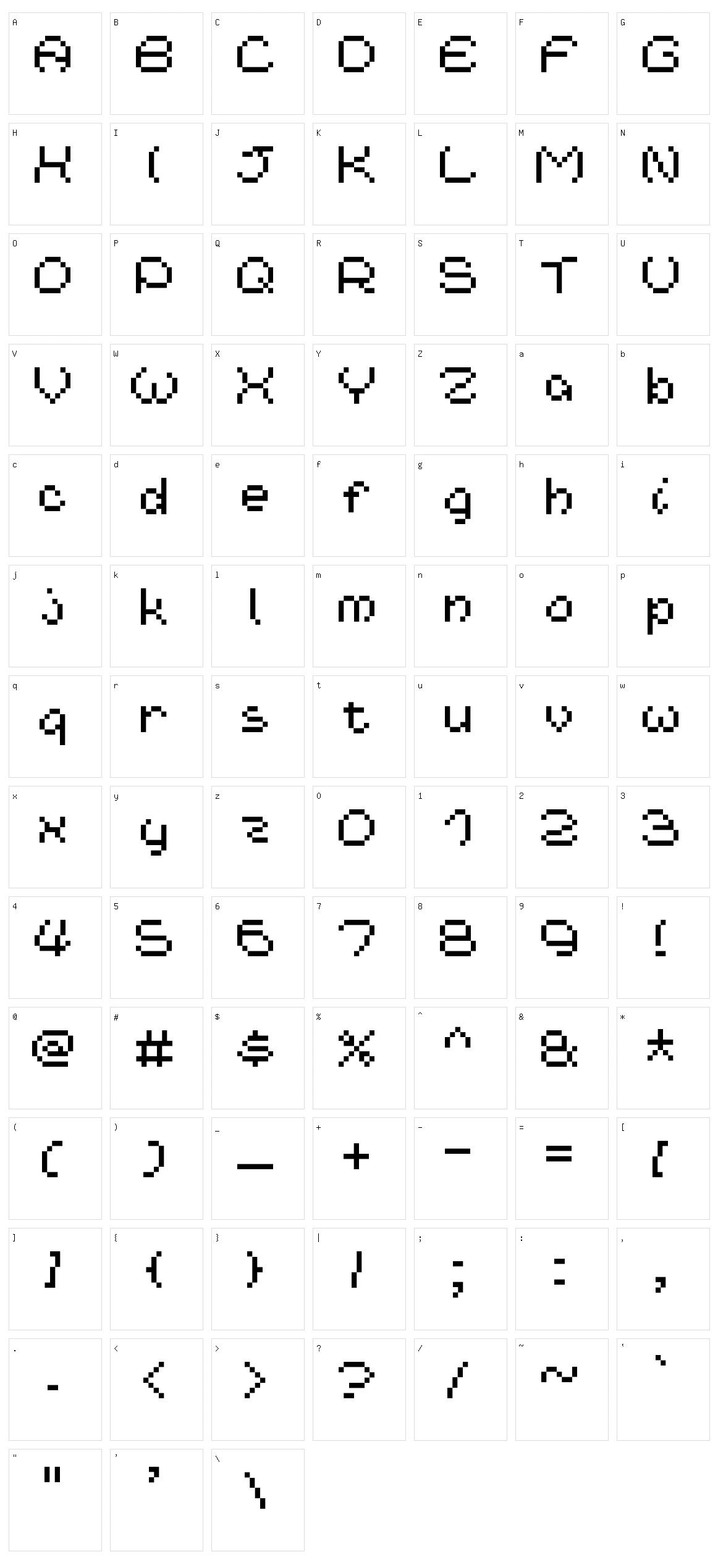 Nineteen Ninety Six Character Set