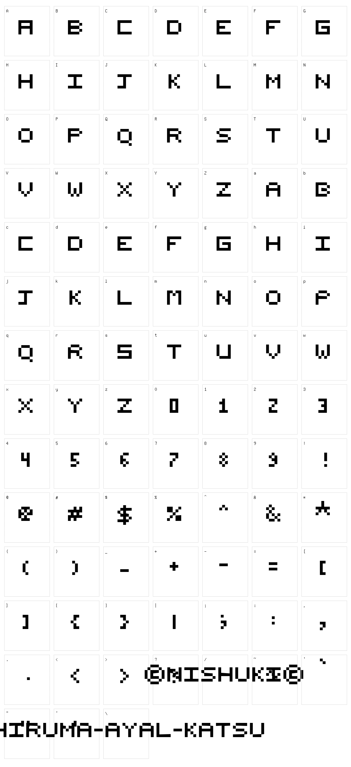 Nishuki pixels Character Set