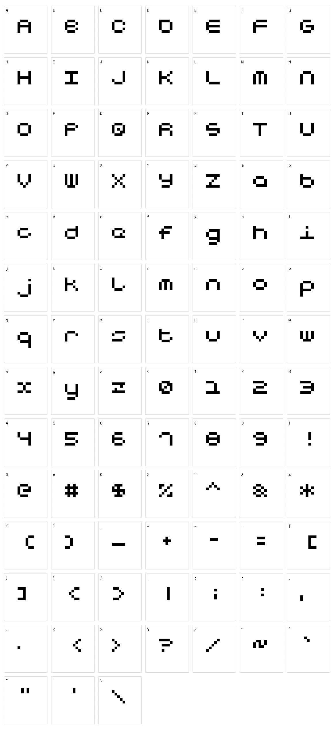 Notalot25 Character Set